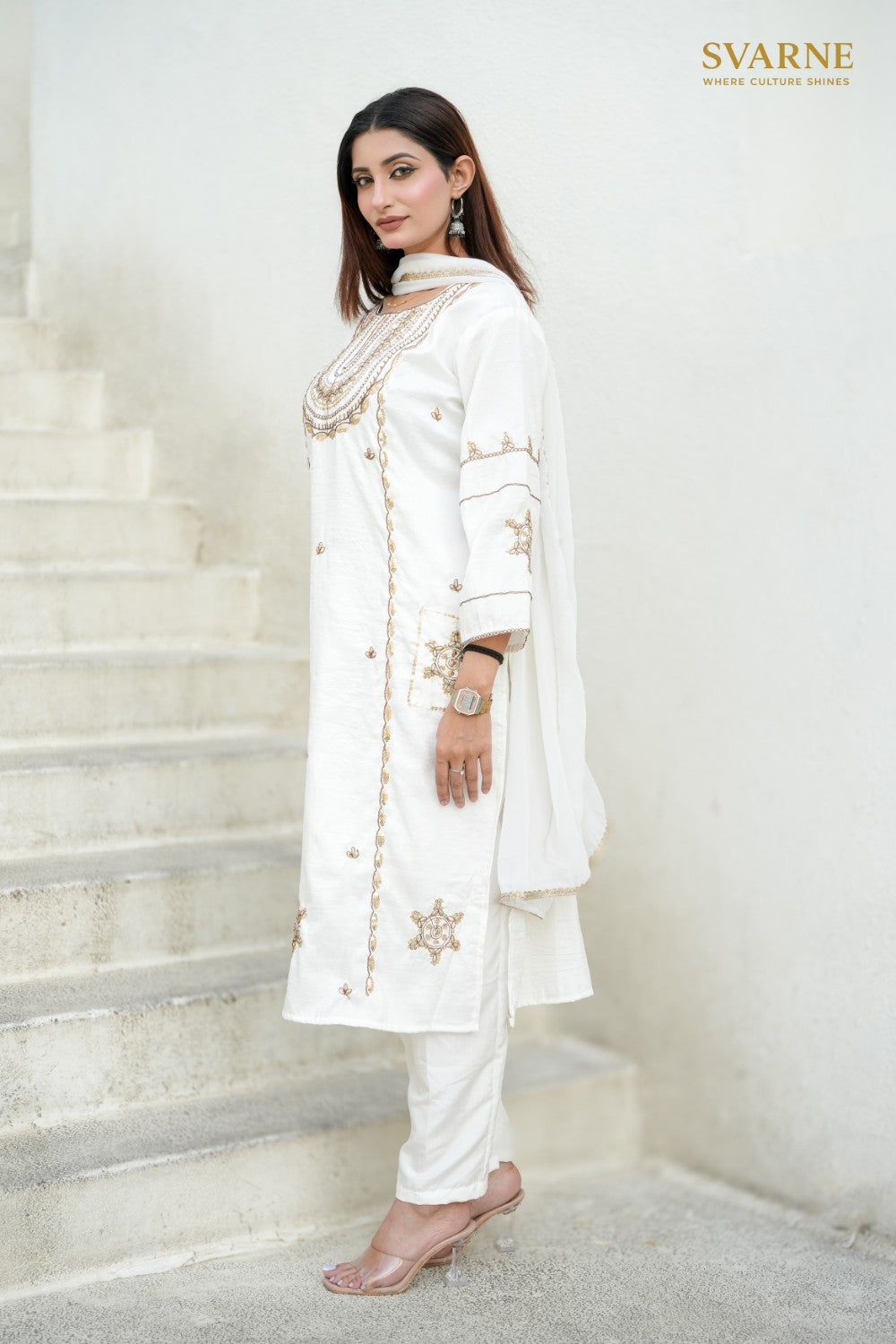 Embroidered Anarkali Kurti with Dupatta Set