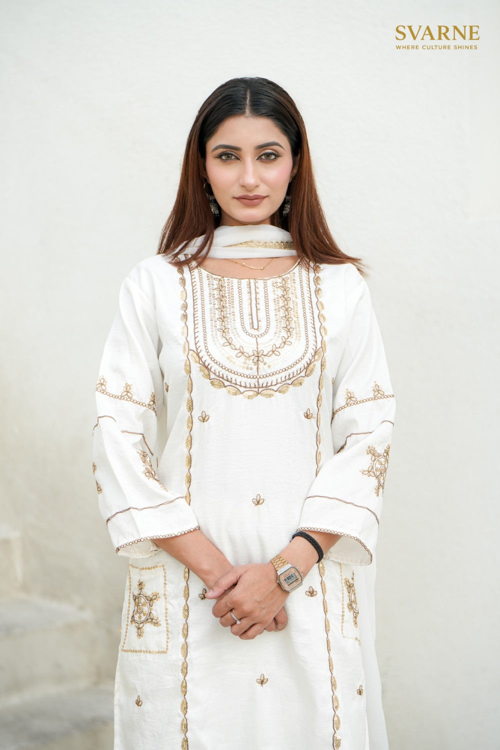 Embroidered Anarkali Kurti with Dupatta Set