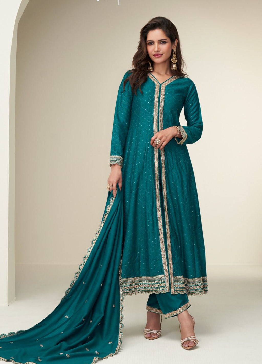 Embroidered Anarkali Kurta Set with Dupatta