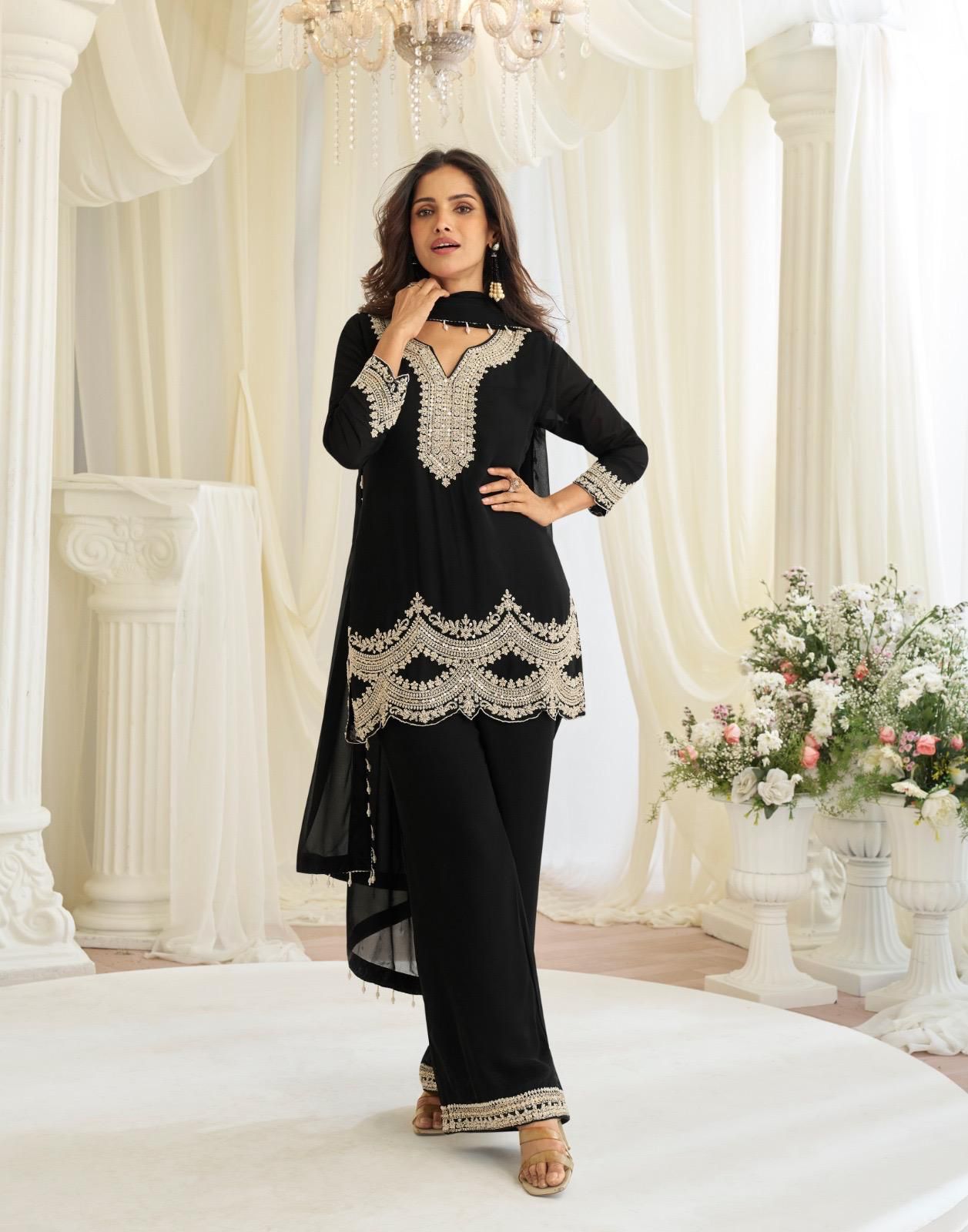Classic Black Embroidered Suit