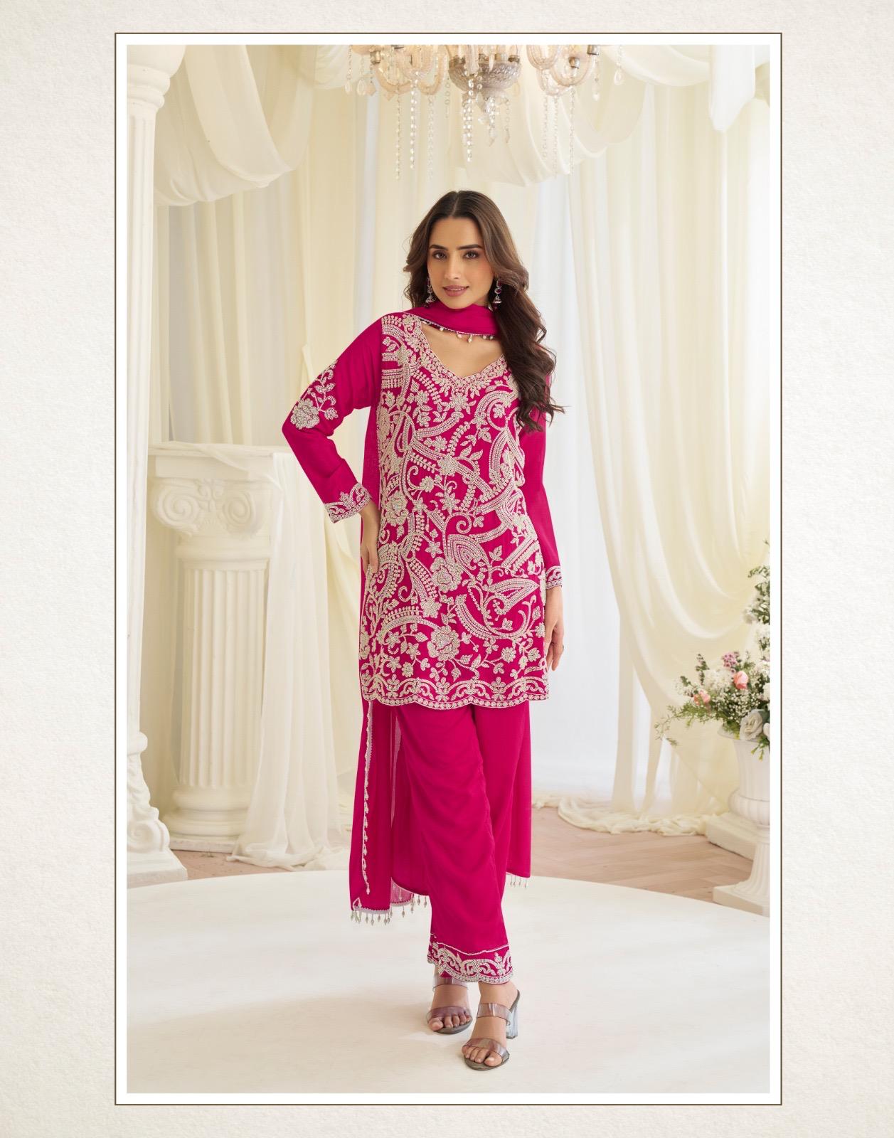 Hot Pink Embroidered Salwar Suit