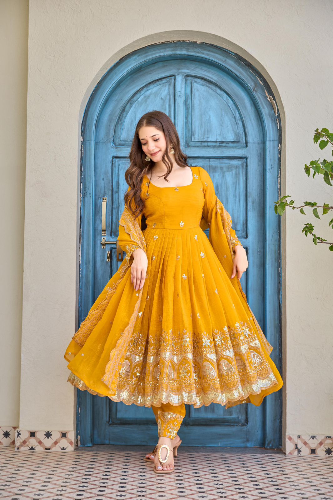 Embroidered Anarkali Kurta Set
