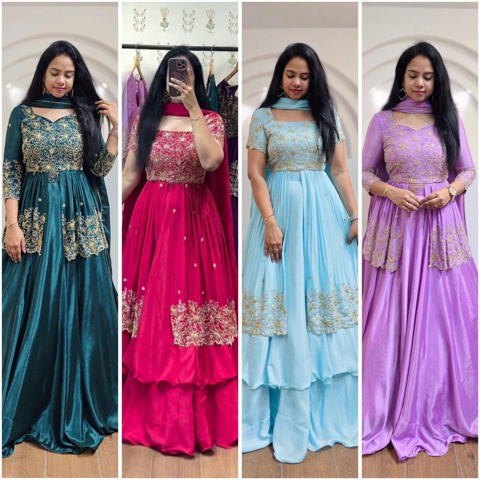 Embroidered Anarkali Gown Set