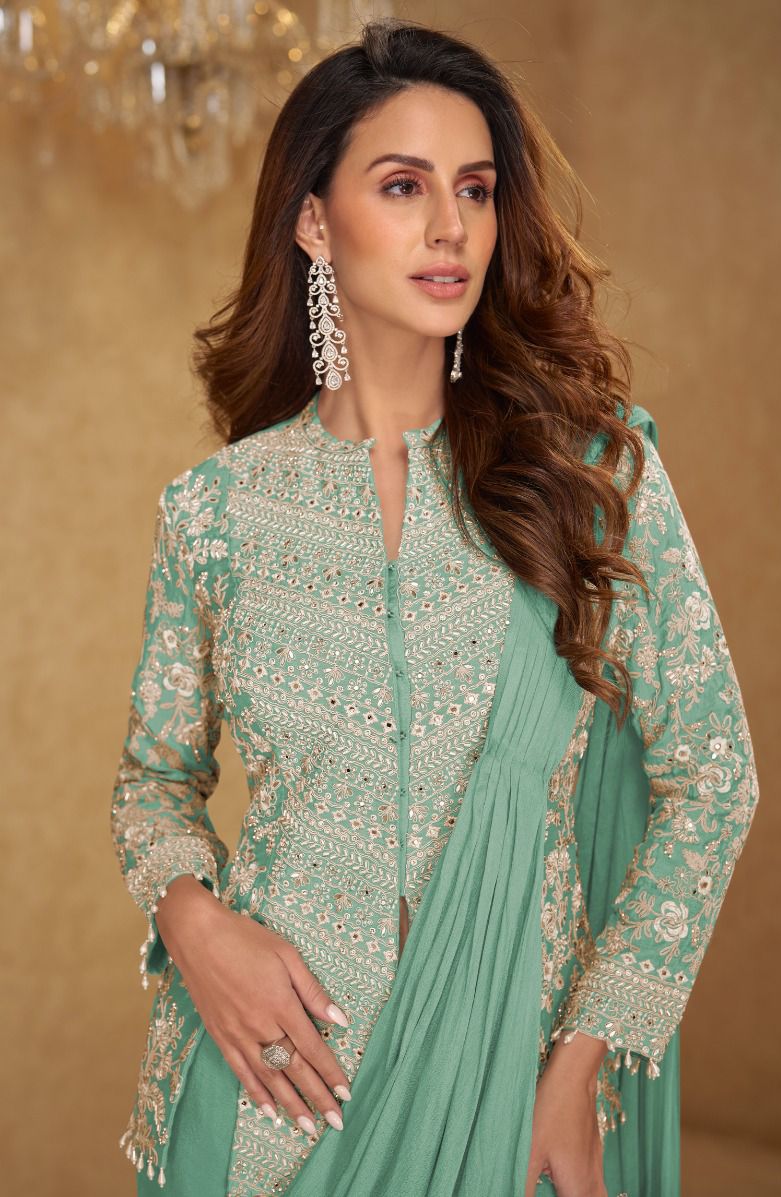 Designer Embroidered Drape Gown