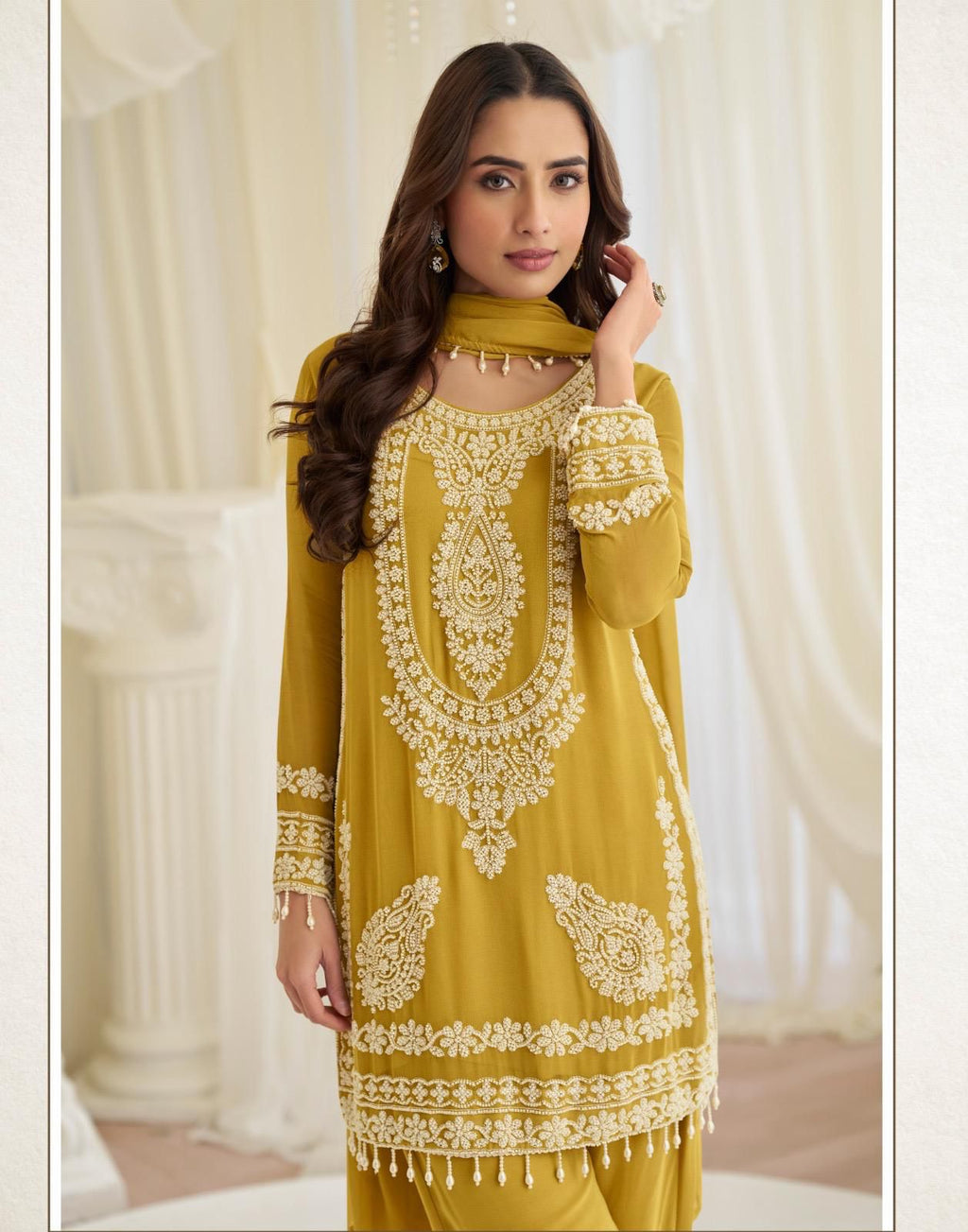 Elegant Yellow Embroidered Suit