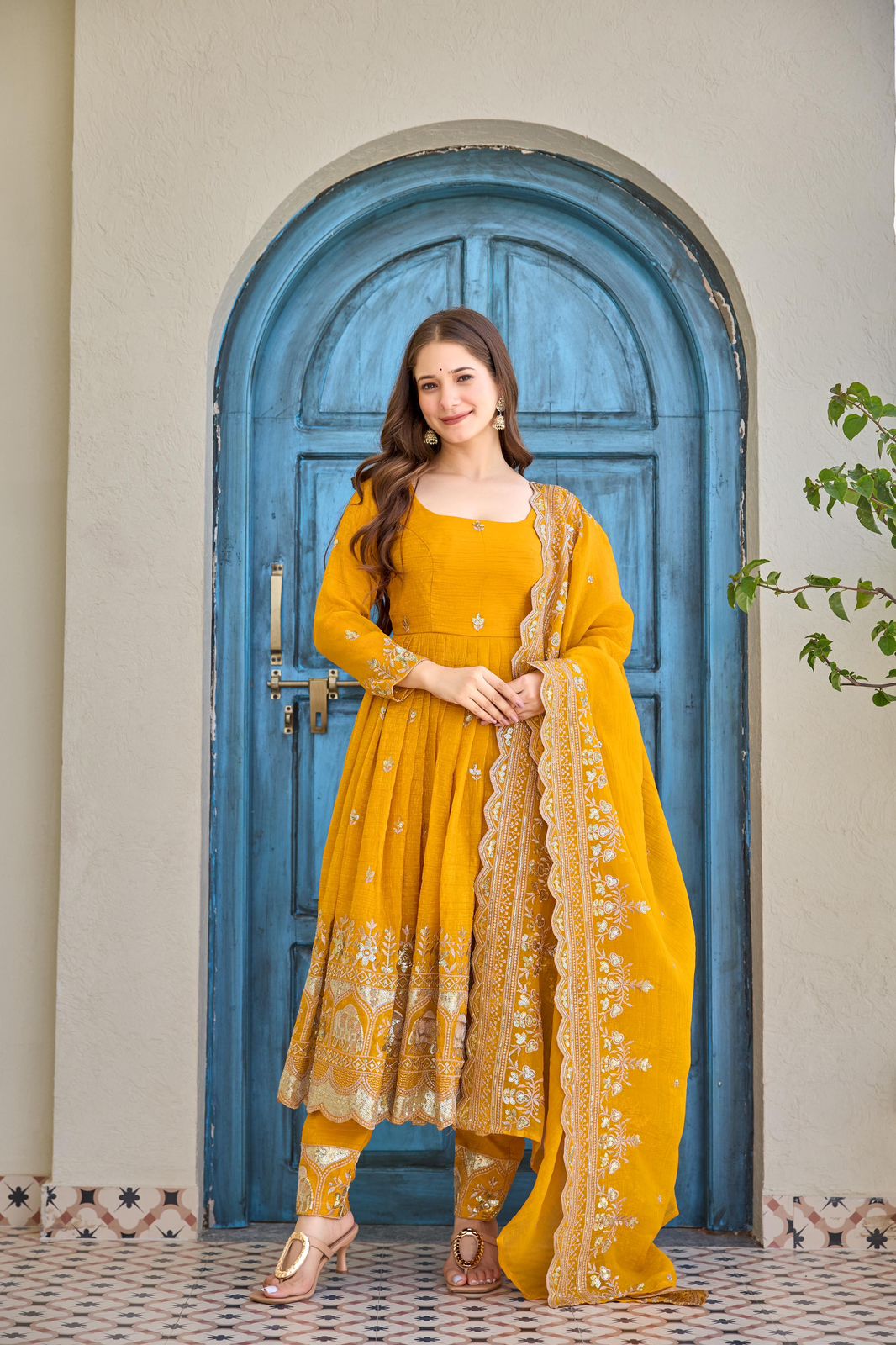 Embroidered Anarkali Kurta Set