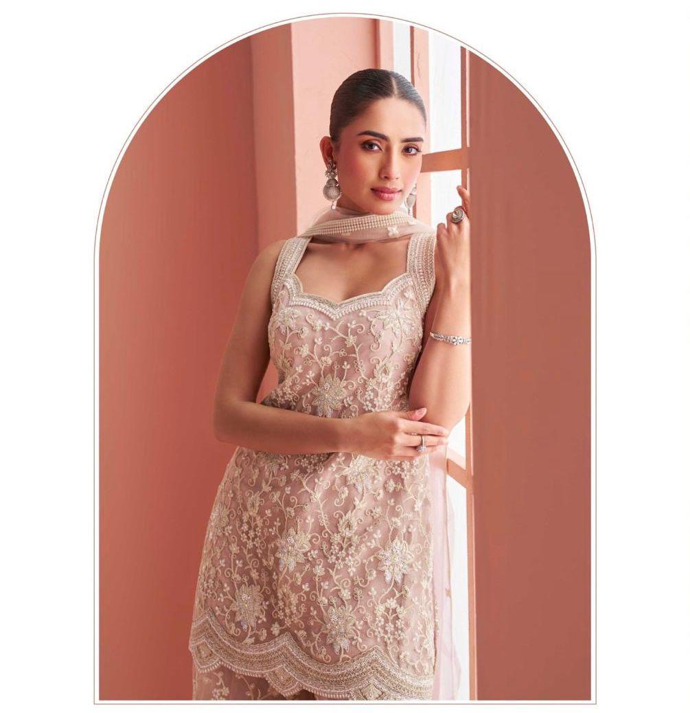 Elegant Blush Lace Suit