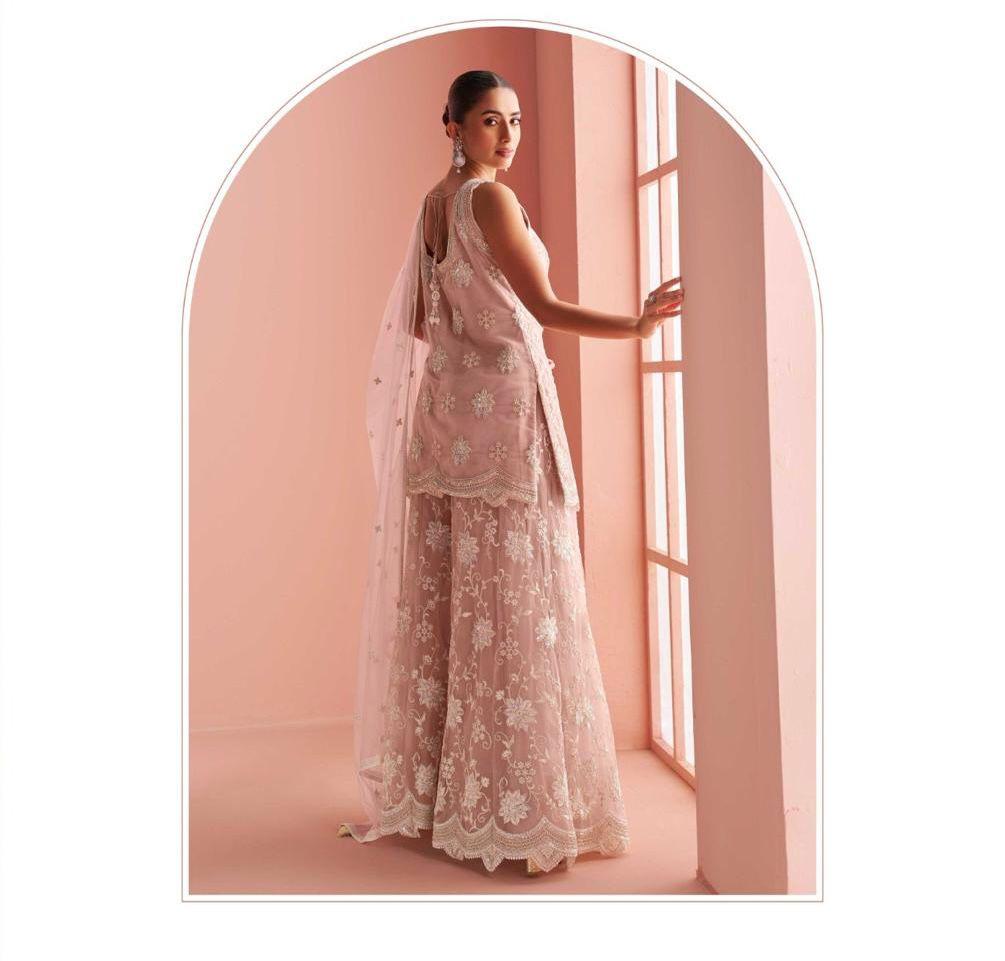 Elegant Blush Lace Suit