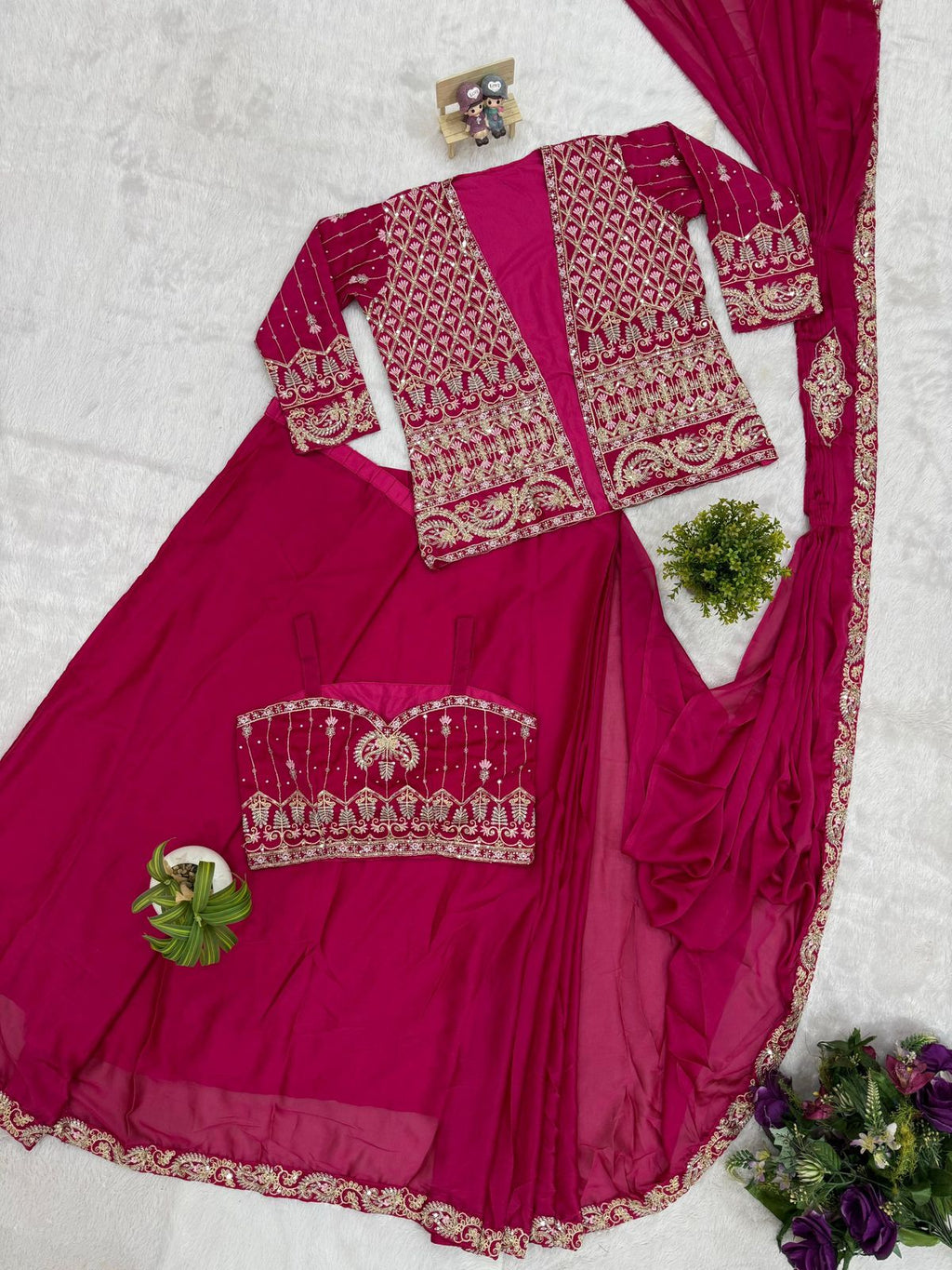 Royal Rangoli Silk Ready-to-Wear Saree Set with Heavy Embroidery Work