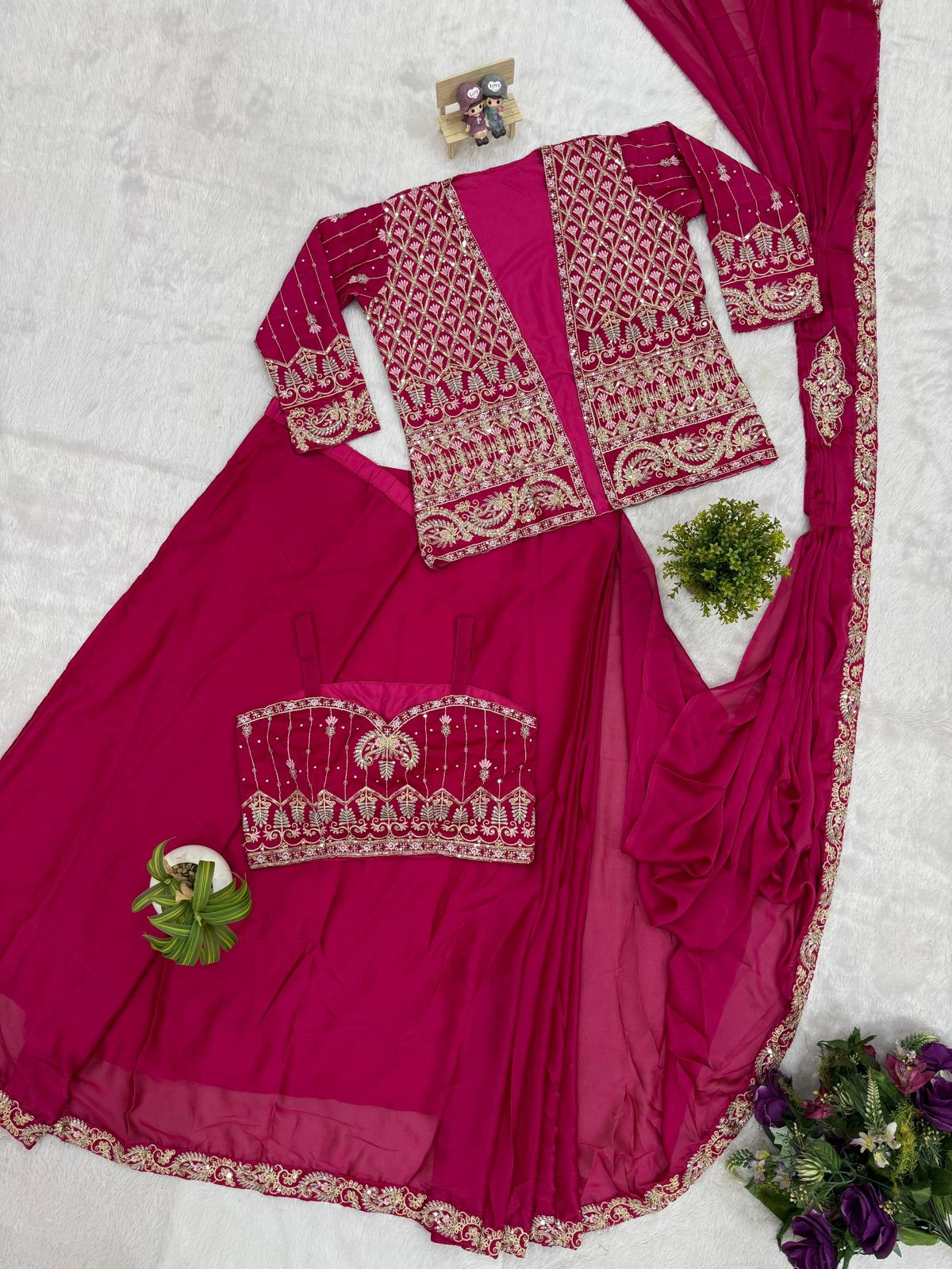 Royal Rangoli Silk Ready-to-Wear Saree Set with Heavy Embroidery Work