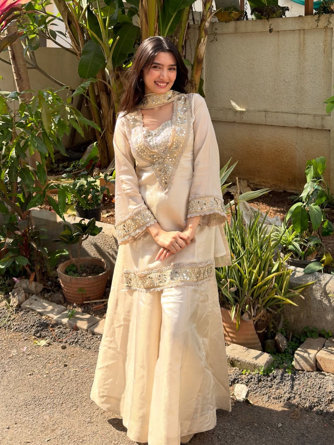 Designer Chinon Sharara Suit Set