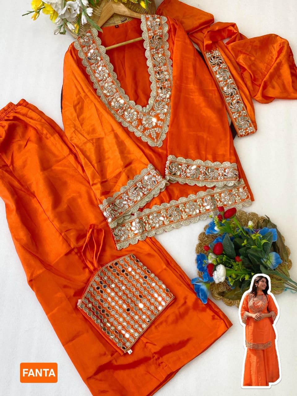 Designer Chinon Sharara Suit Set