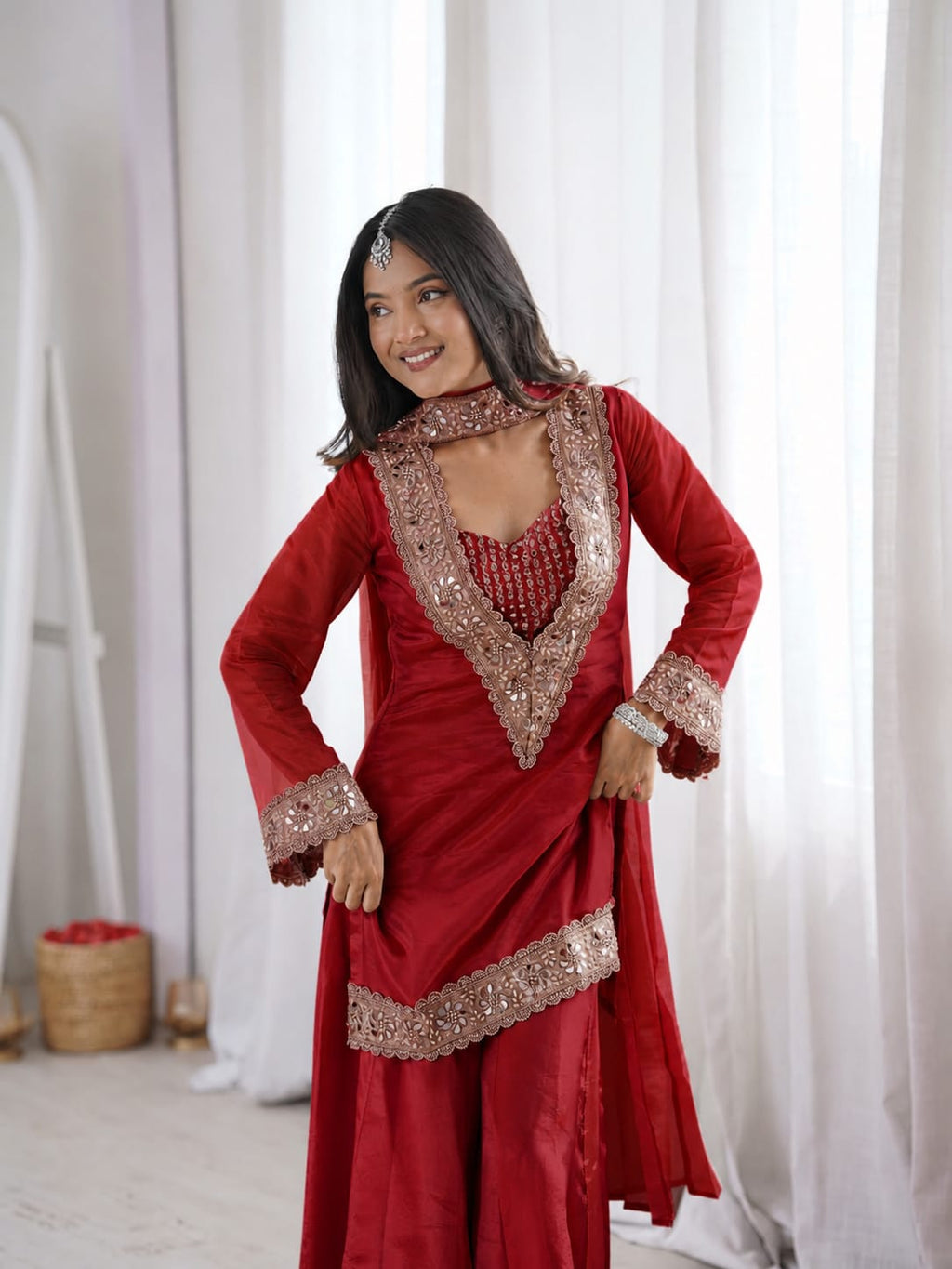 Designer Chinon Sharara Suit Set