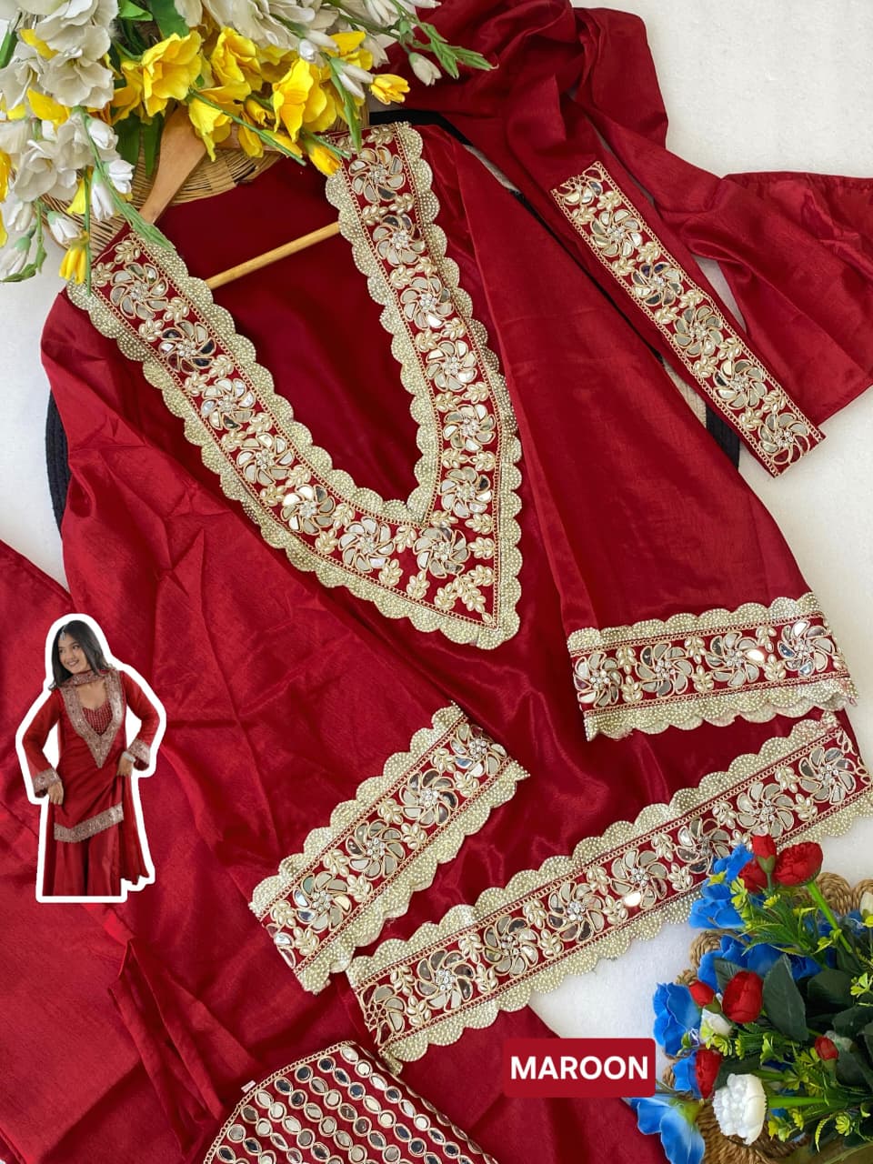 Designer Chinon Sharara Suit Set