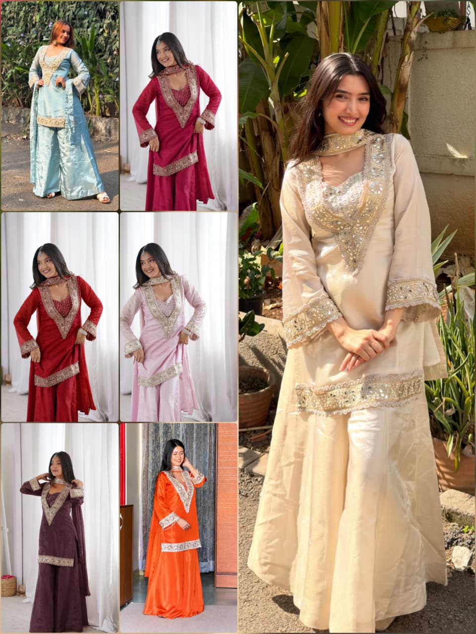 Designer Chinon Sharara Suit Set