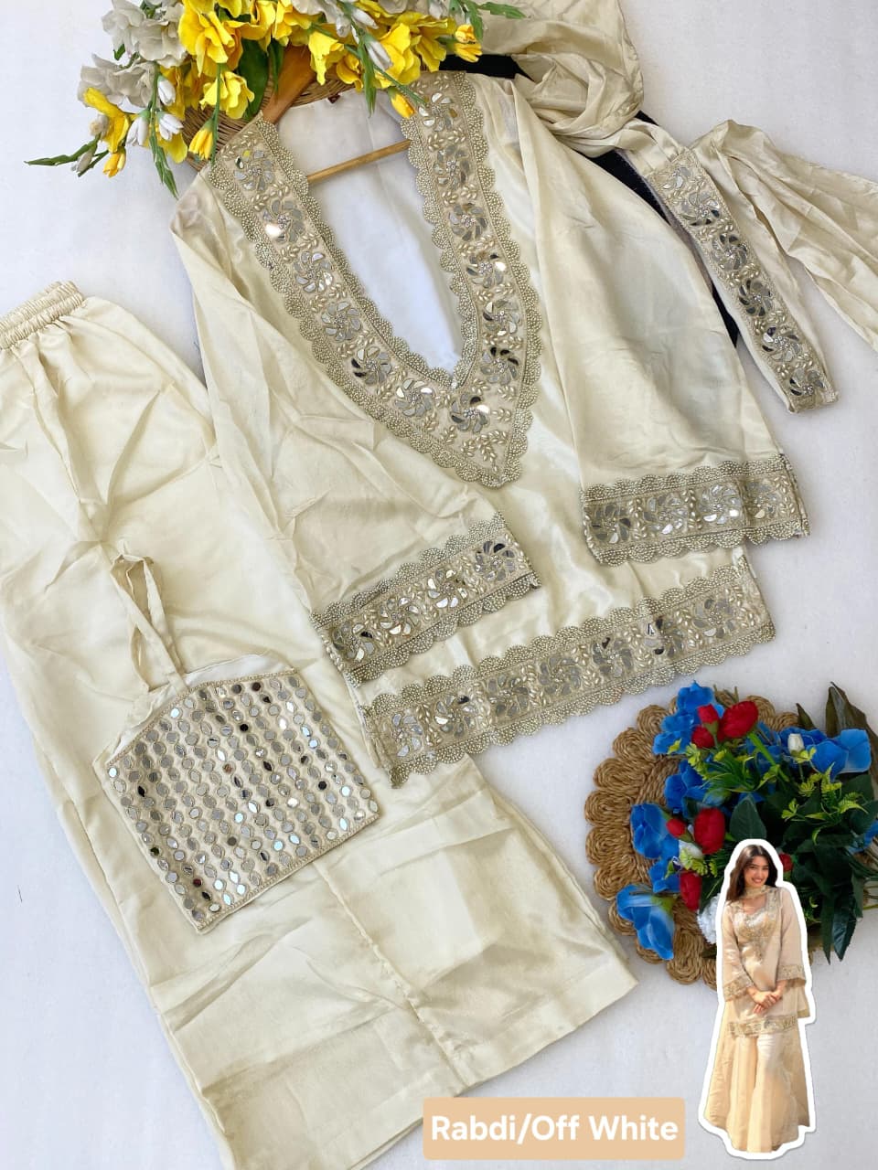 Designer Chinon Sharara Suit Set