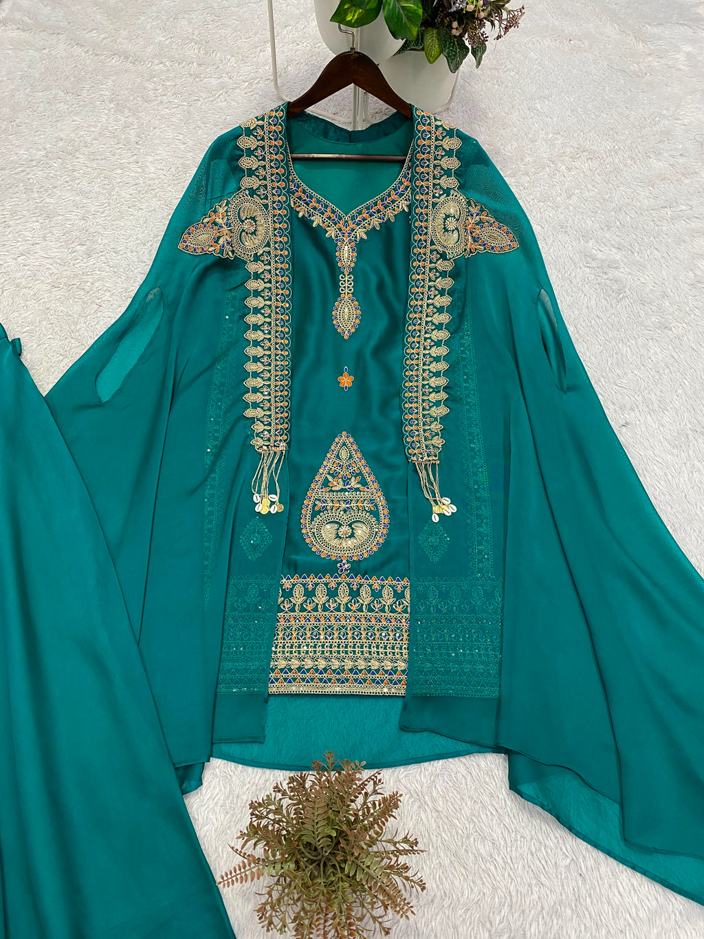 Women’s Rangoli Embroidered Shrug Set