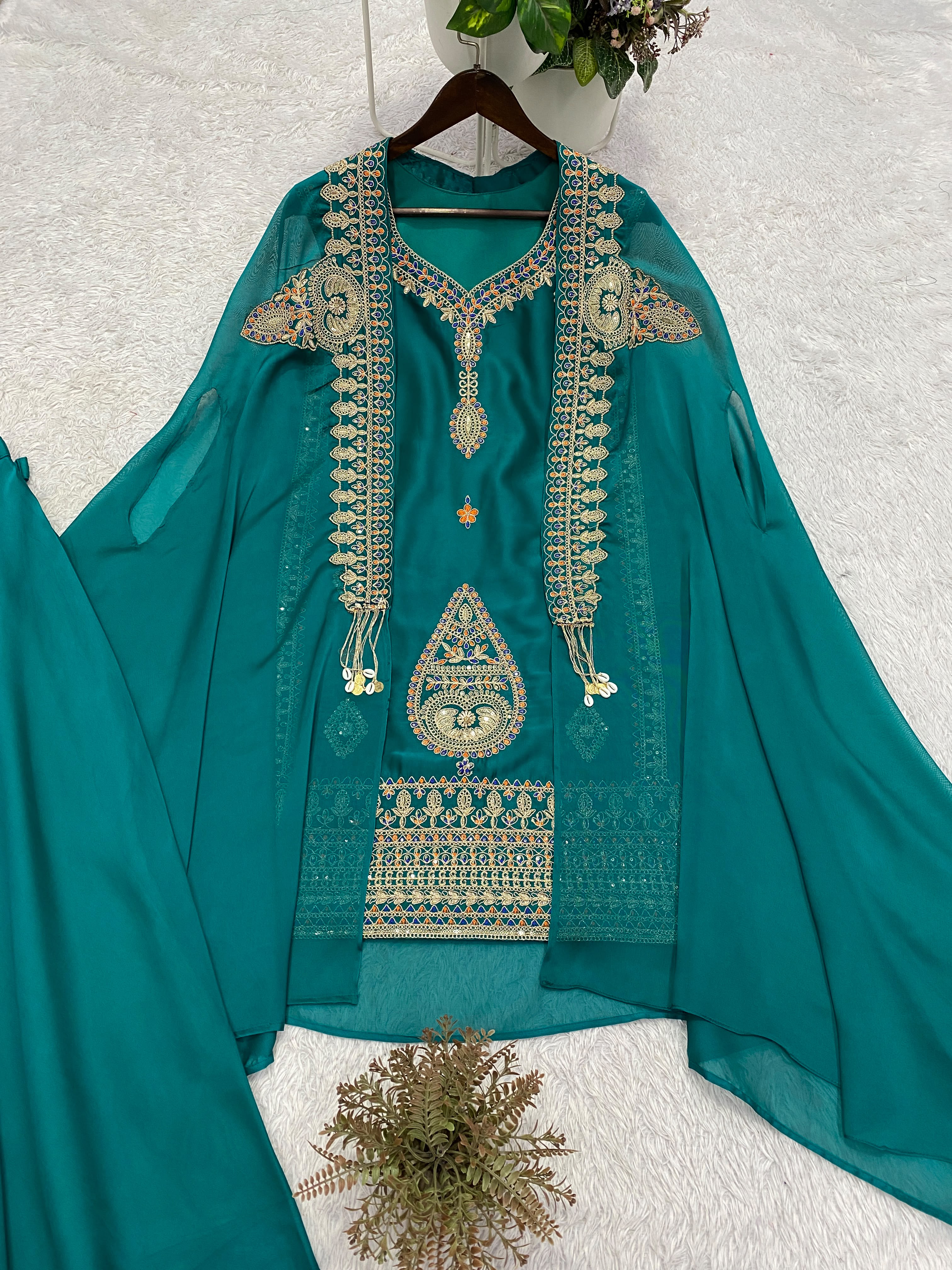 Women’s Rangoli Embroidered Shrug Set