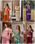 Women’s Fendy Silk Mirror Work Sharara Set