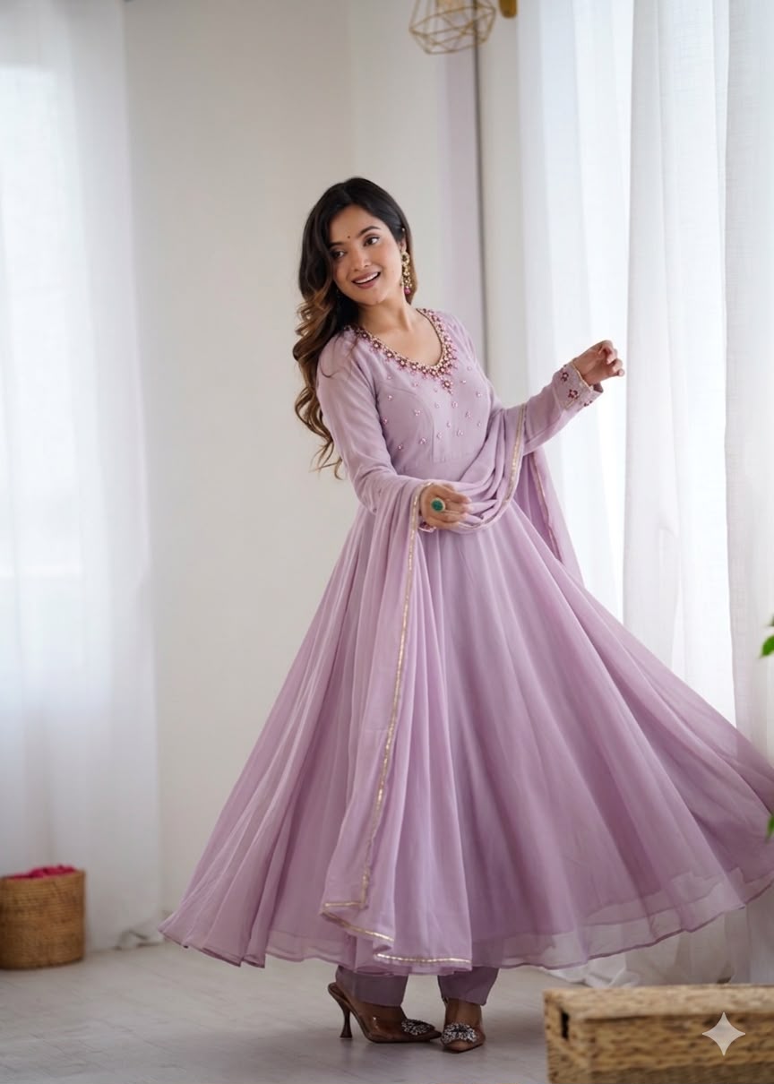 Women’s Faux Georgette Princess Gown Set
