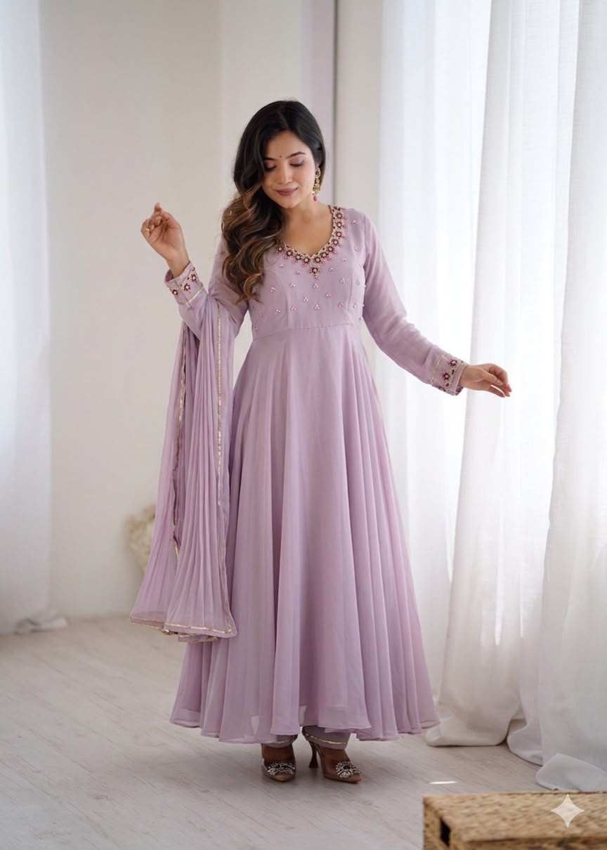 Women’s Faux Georgette Princess Gown Set