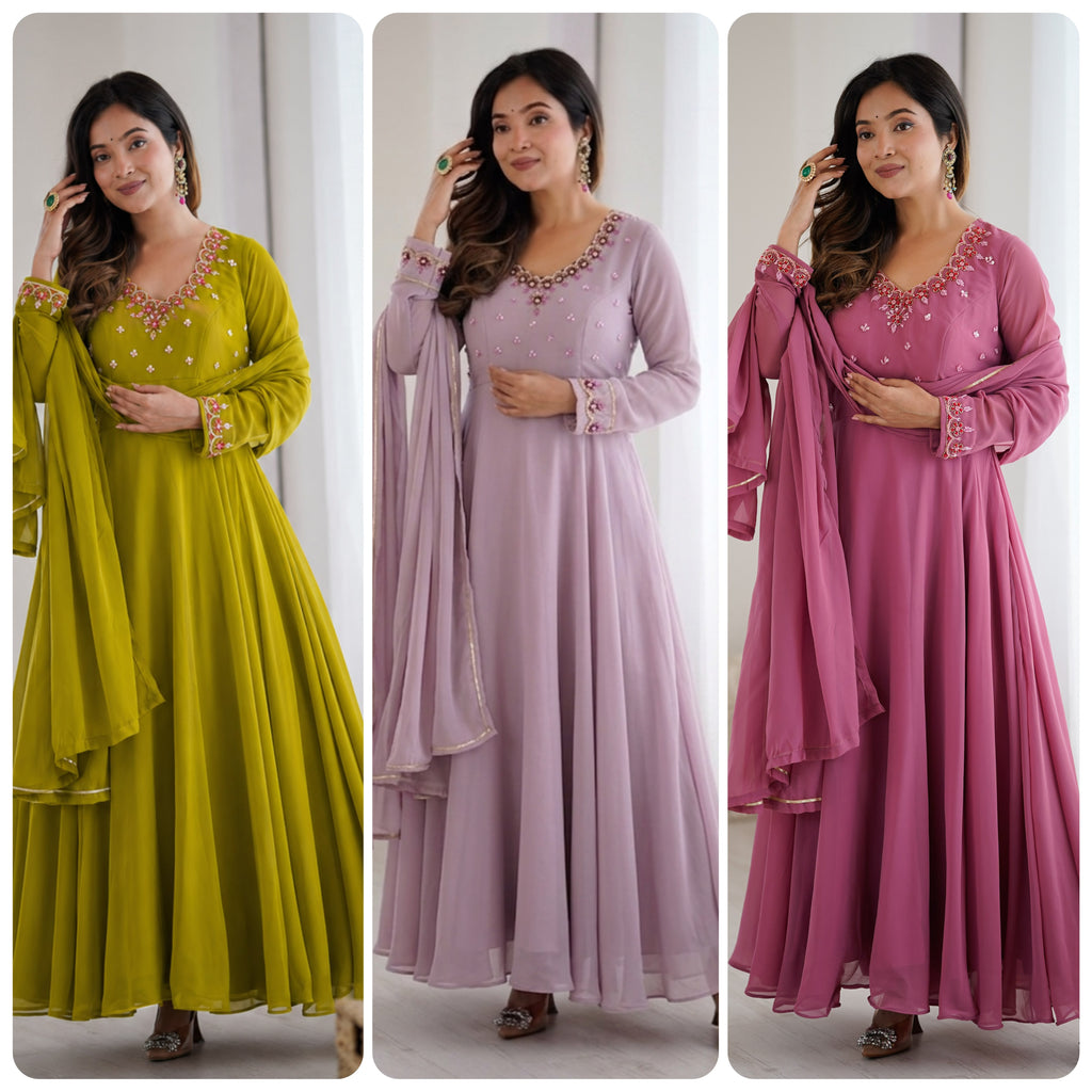 Women’s Faux Georgette Princess Gown Set