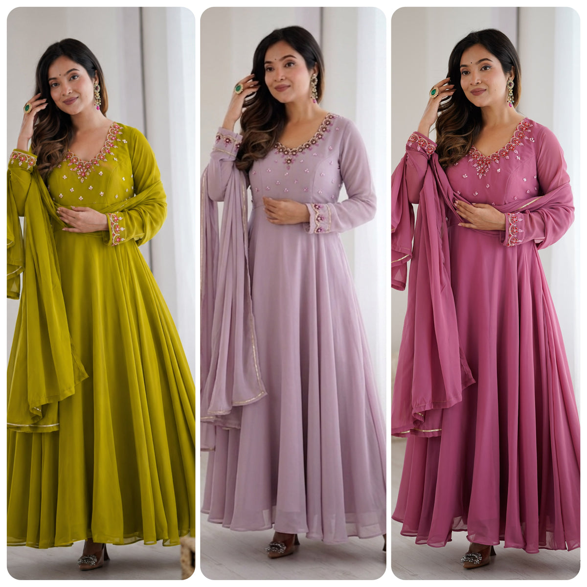 Women’s Faux Georgette Princess Gown Set
