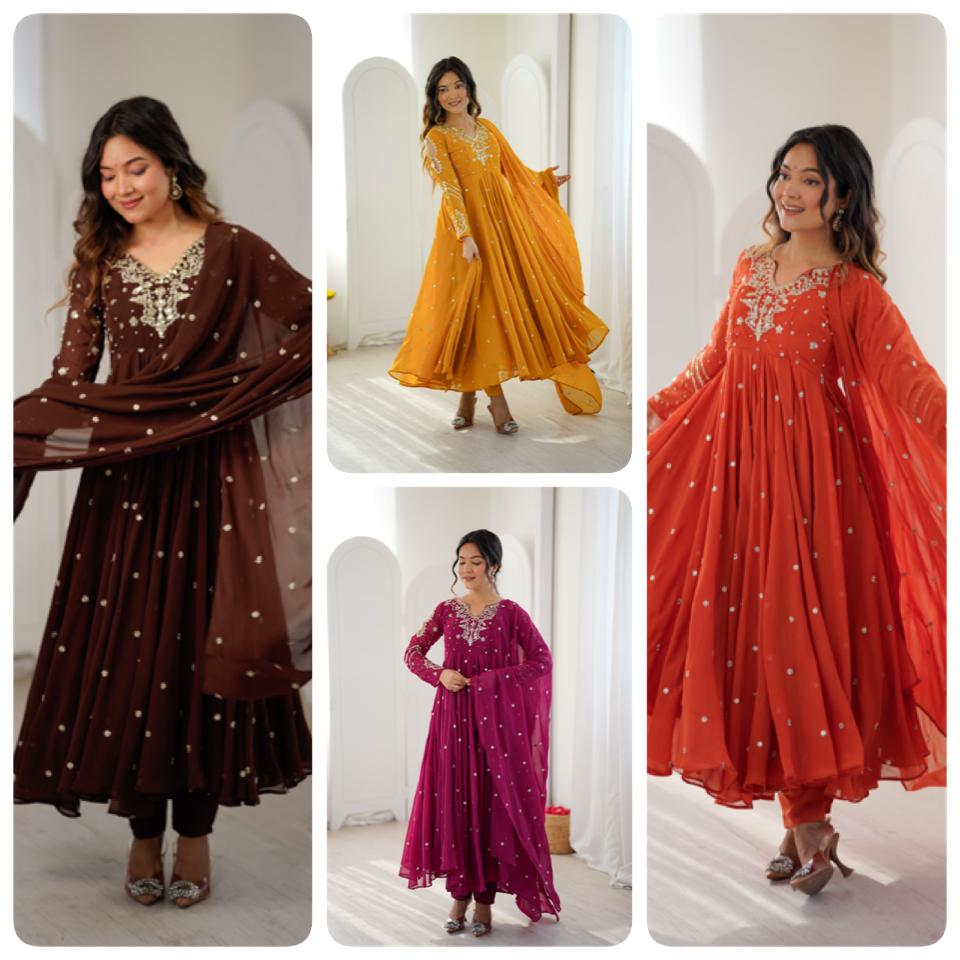 Women’s Faux Georgette Embroidered Suit Set