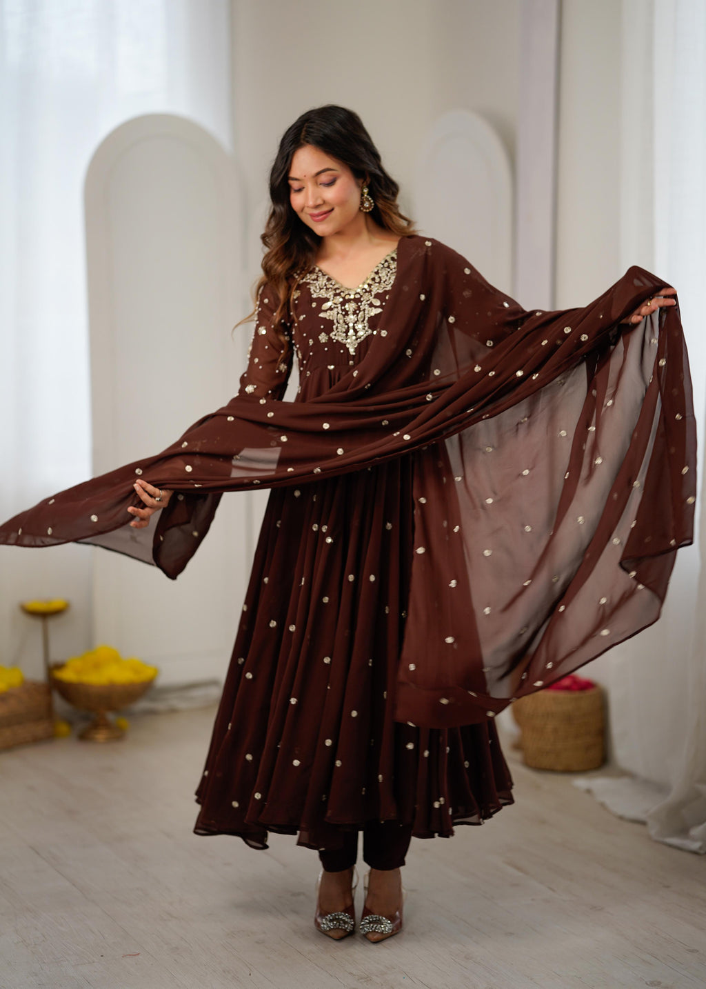 Women’s Faux Georgette Embroidered Suit Set
