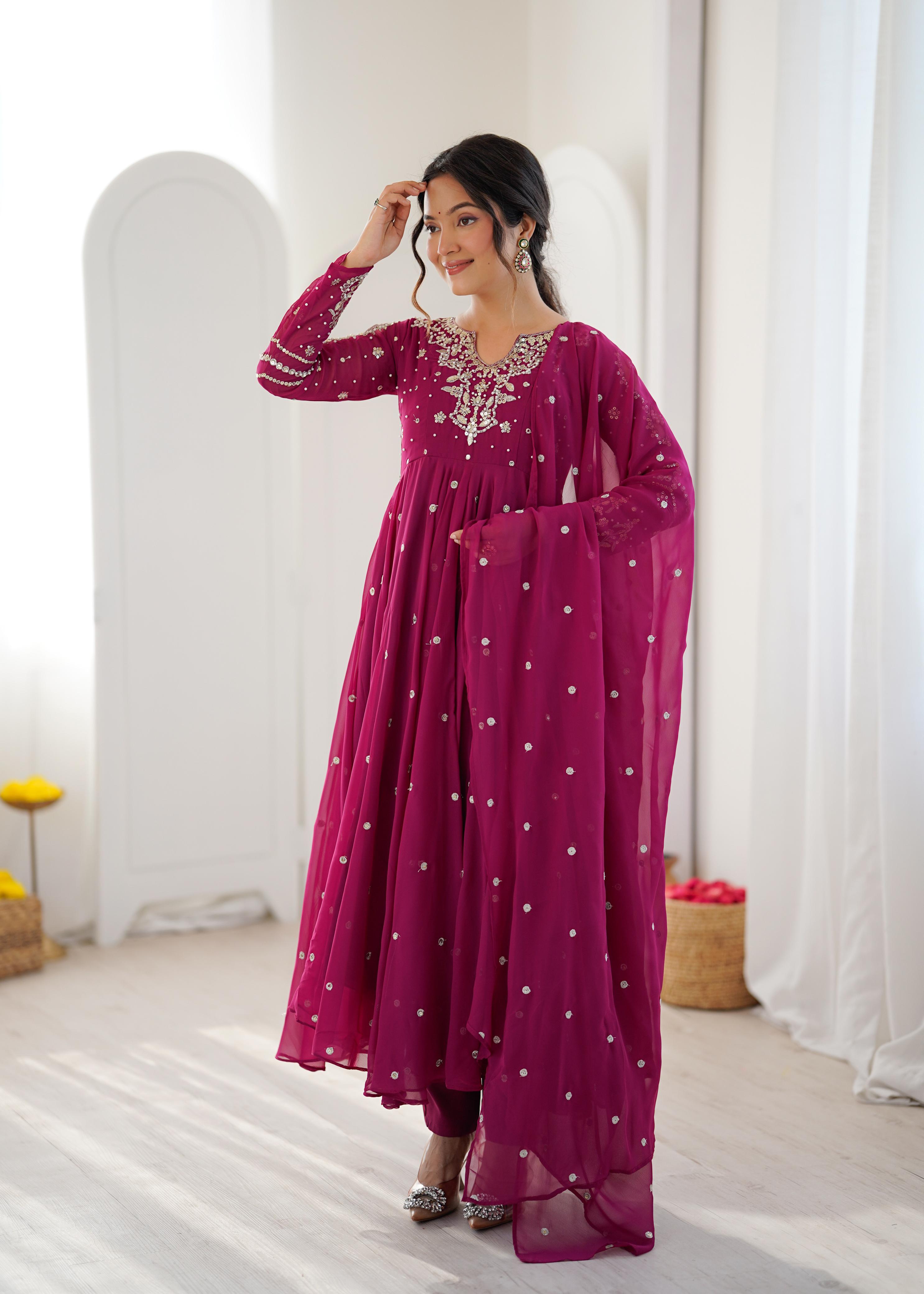 Women’s Faux Georgette Embroidered Suit Set