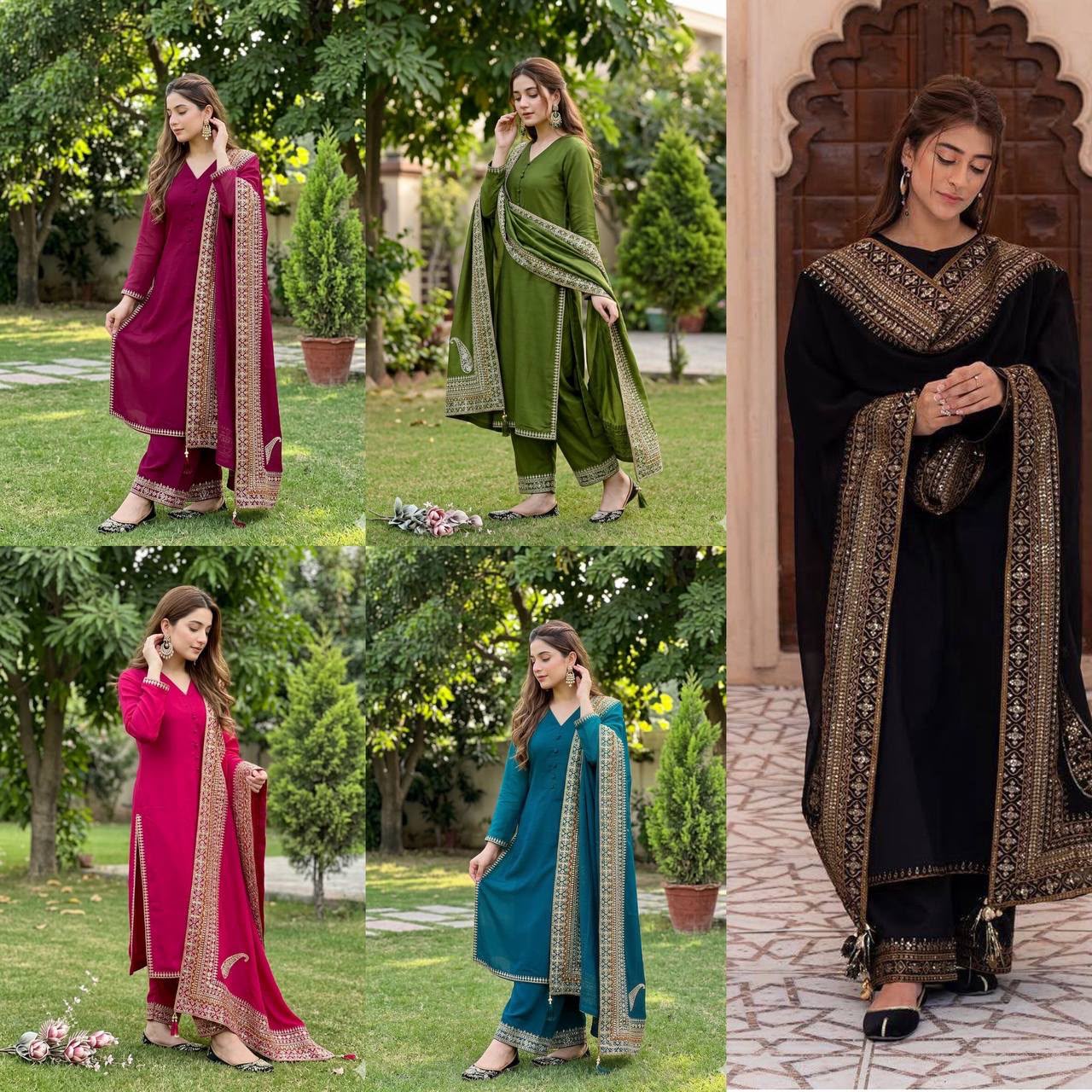 Women’s Heavy Roman Silk Embroidered Suit Set