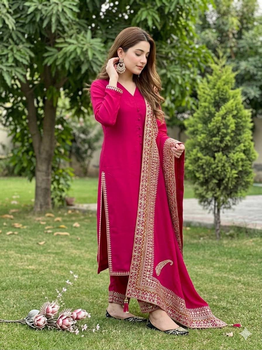 Women’s Heavy Roman Silk Embroidered Suit Set
