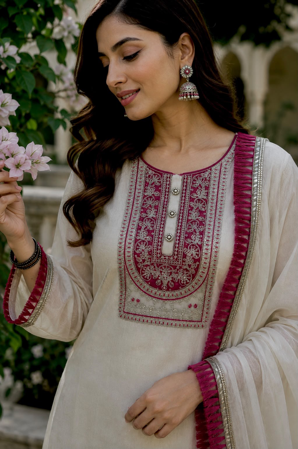 Women’s Soft Lining Organza Embroidered Suit Set