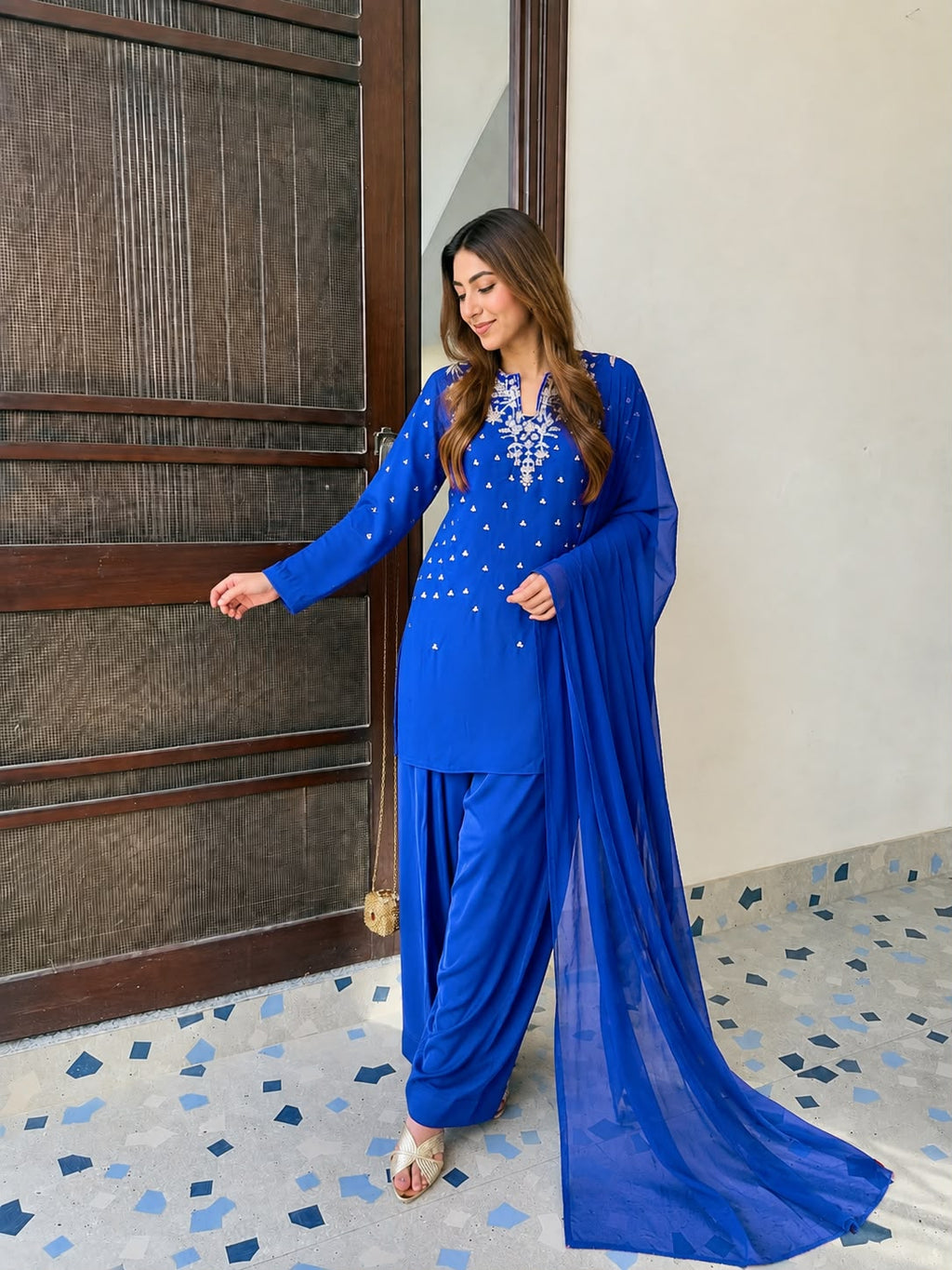 Women’s Premium French Crepe Kurti Palazzo Set