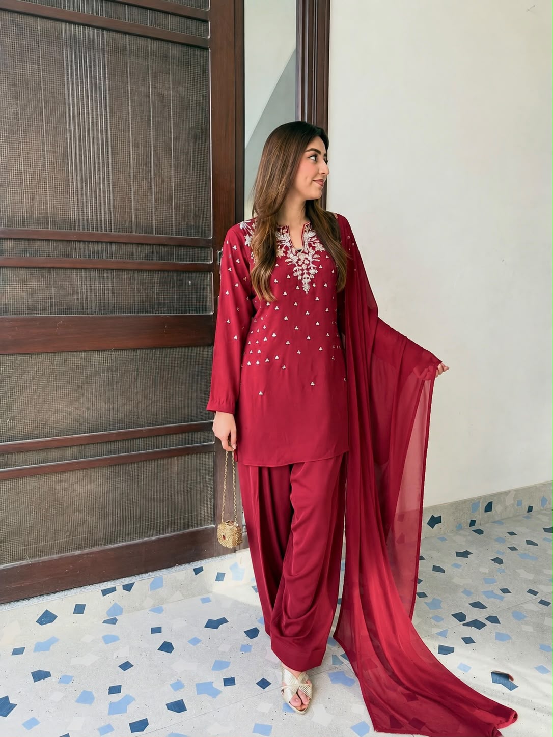 Women’s Premium French Crepe Kurti Palazzo Set
