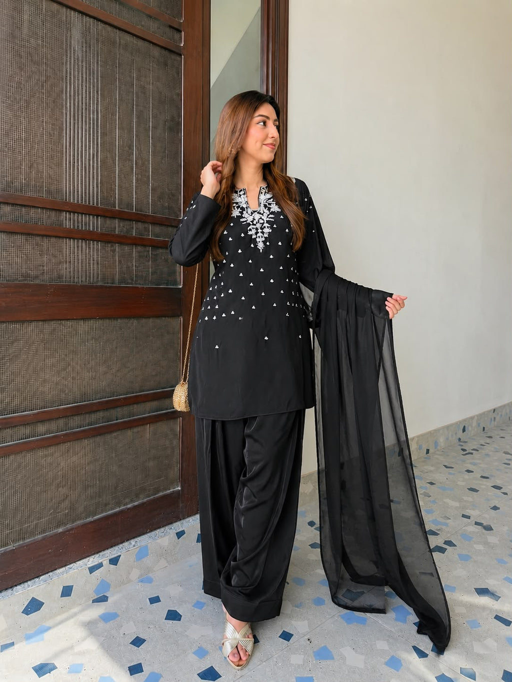 Women’s Premium French Crepe Kurti Palazzo Set
