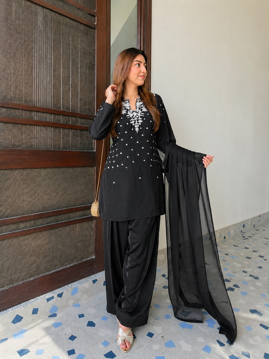 Women’s Premium French Crepe Kurti Palazzo Set