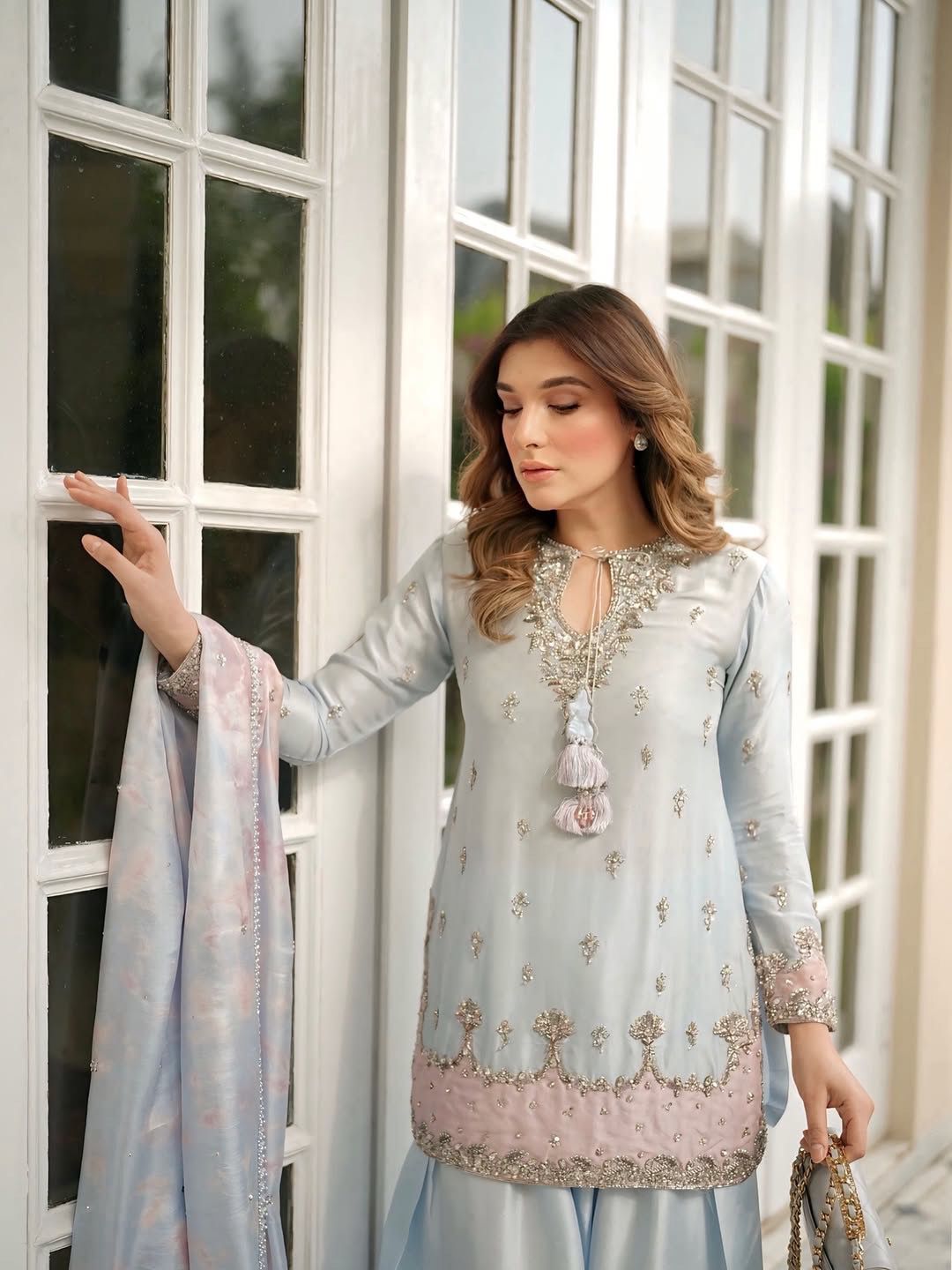 Luxury Japan Satin Silk Farshi Top Palazzo Set