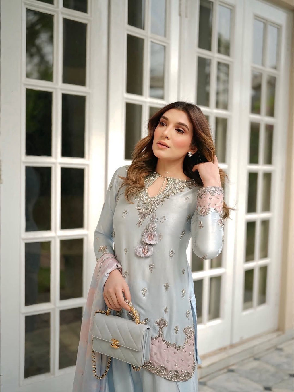 Luxury Japan Satin Silk Farshi Top Palazzo Set
