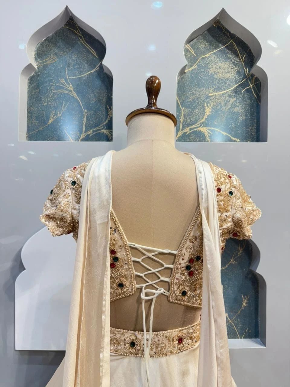Women’s Ivory Satin Heavy Embellished Ball Gown