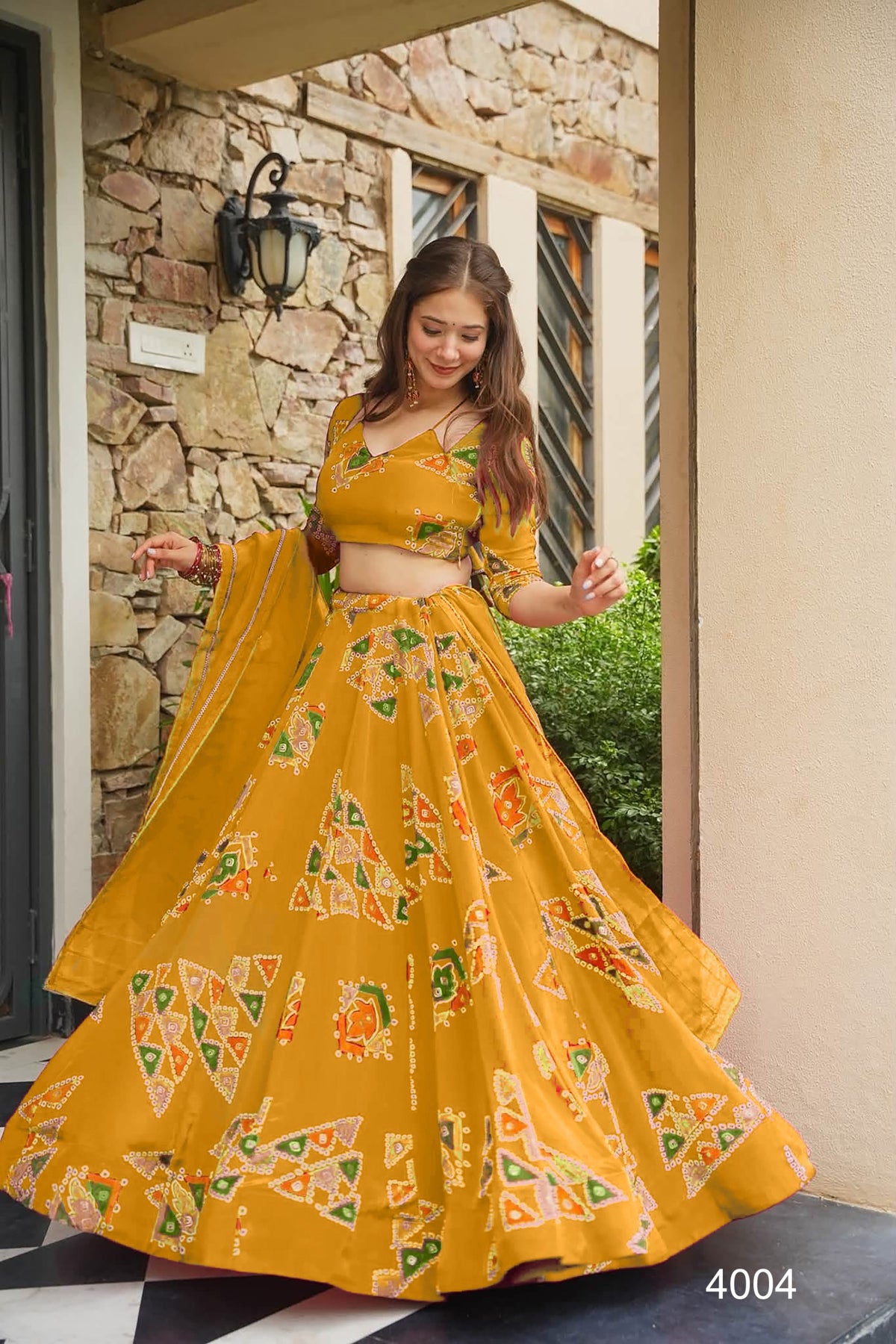 Women’s Heavy French Crepe Silk Digital Print Lehenga Set
