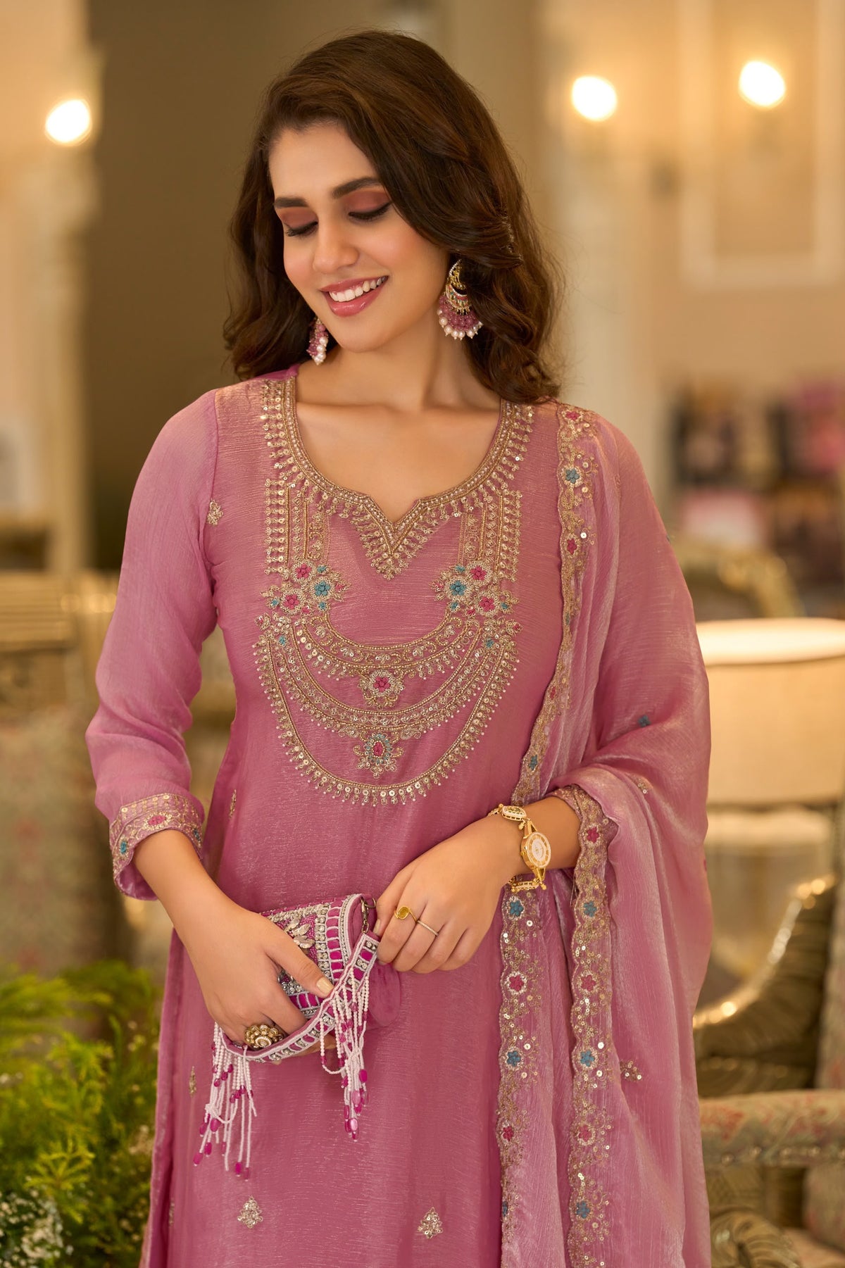 Women’s Fancy Chiffon Embroidered Pant Set
