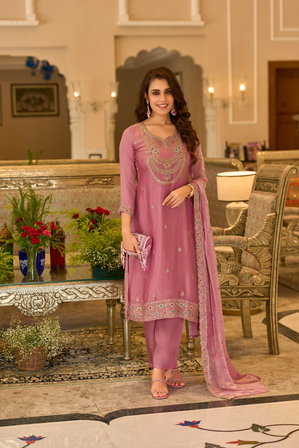 Women’s Fancy Chiffon Embroidered Pant Set