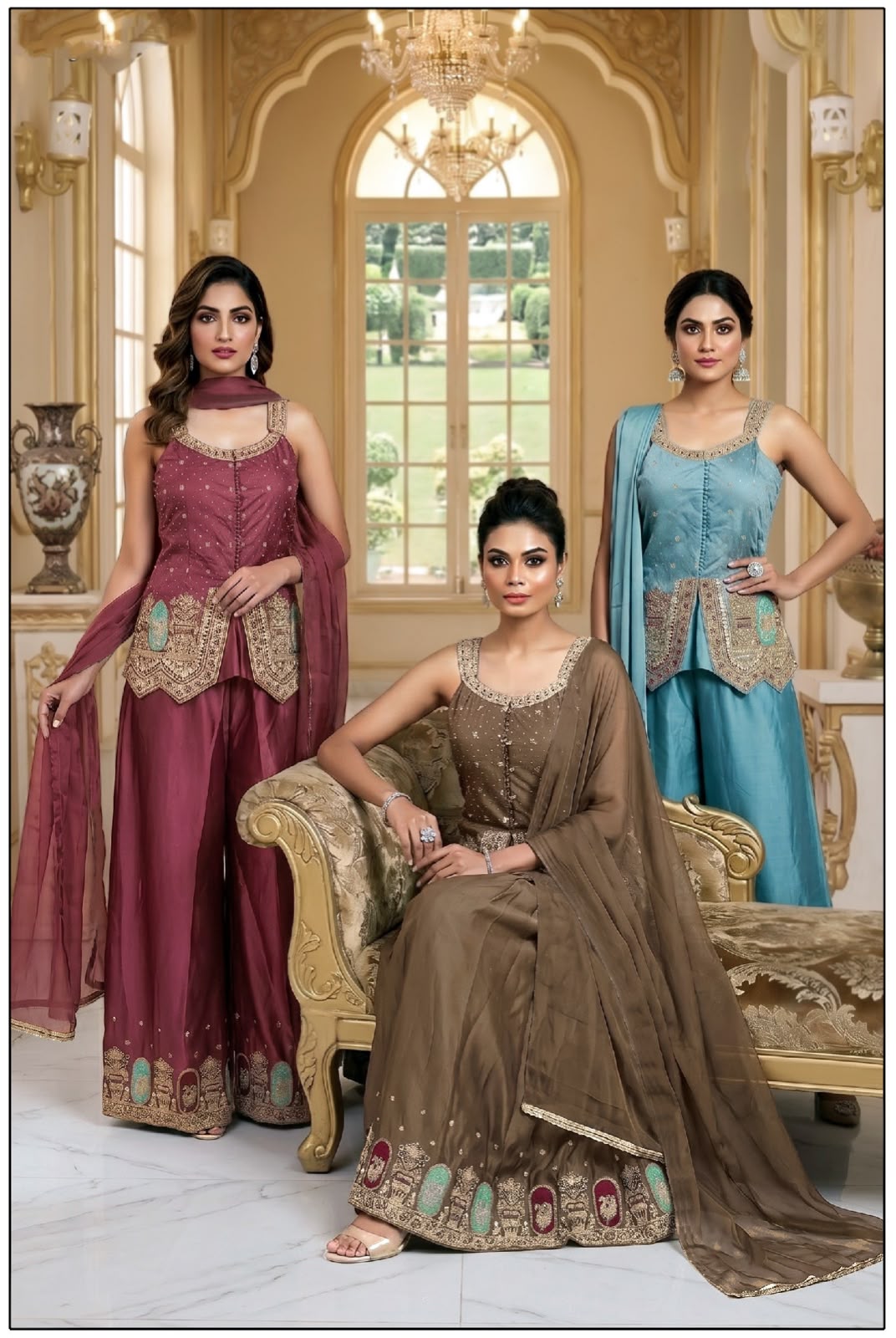 Women’s Rangoli Silk Embellished Flared Outfit Set