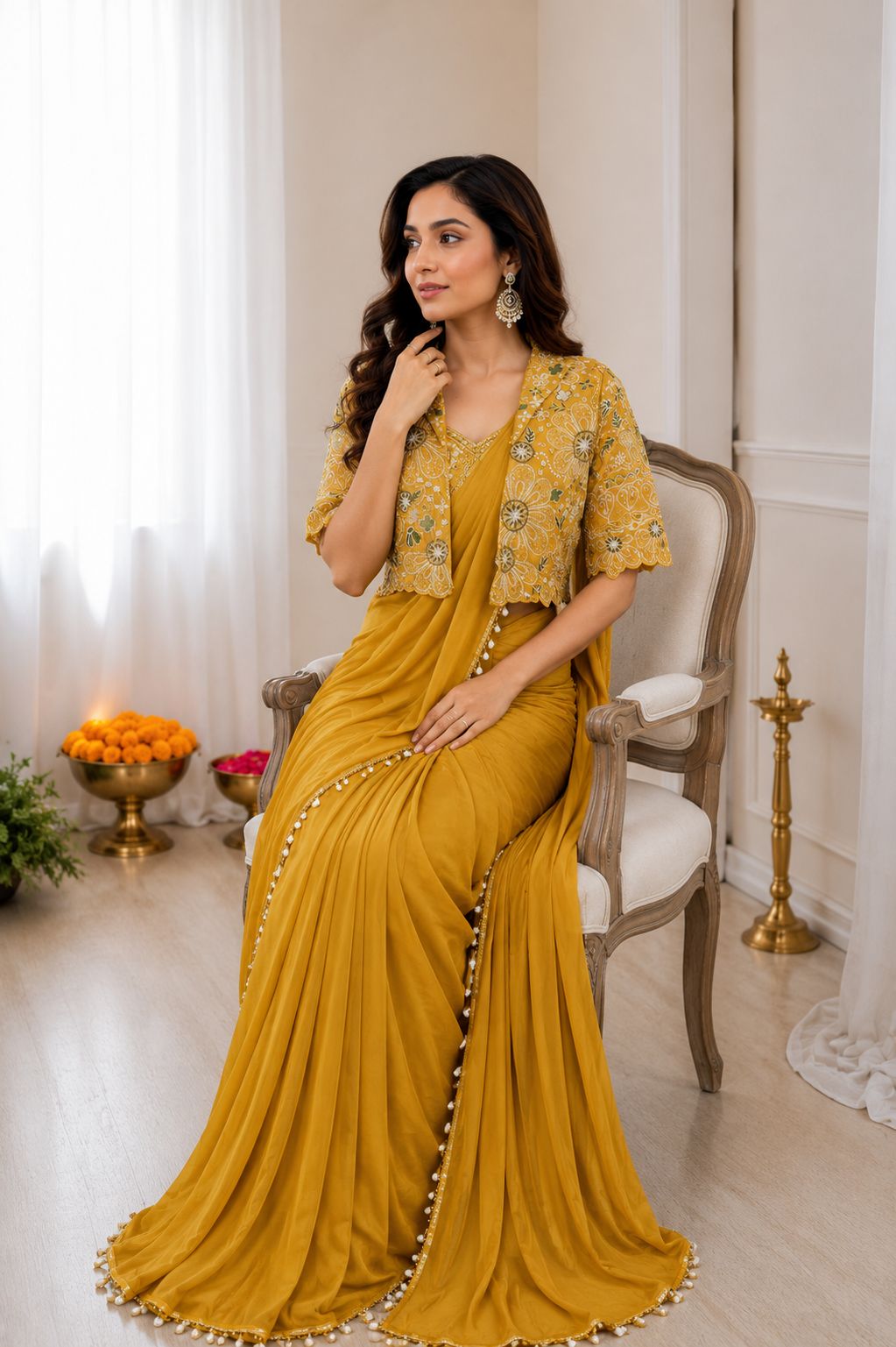 Women’s Heavy Crepe Silk Ready-to-Wear Saree