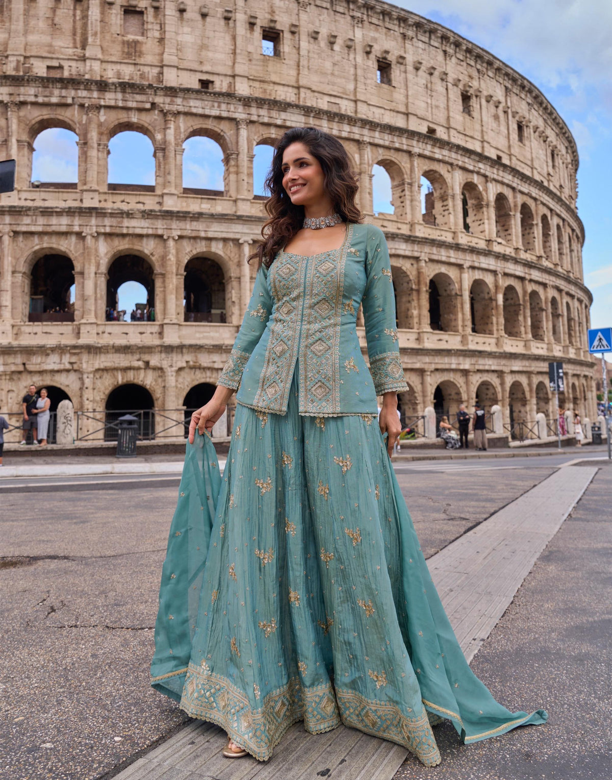 Women’s Premium Real Simar Silk Embroidered Sharara Set