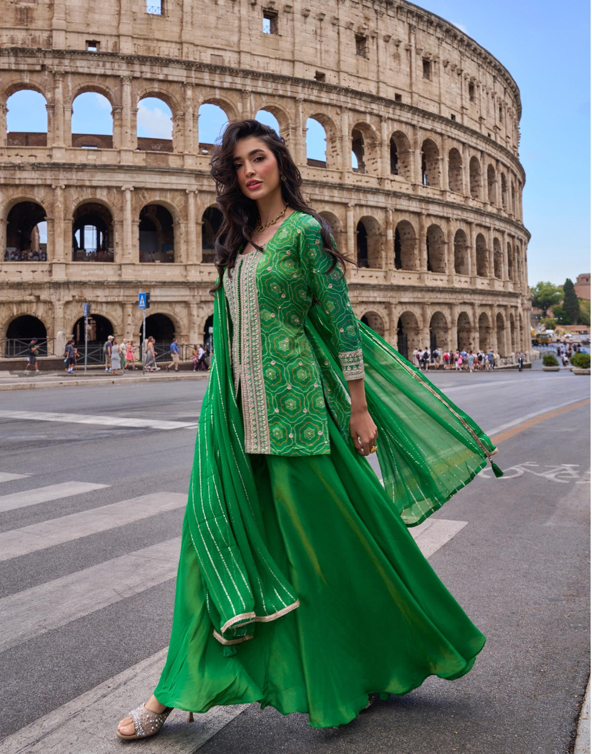 Women’s Premium Real Simar Silk Embroidered Sharara Set