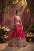 Women’s Wine Embroidered Lehenga Set