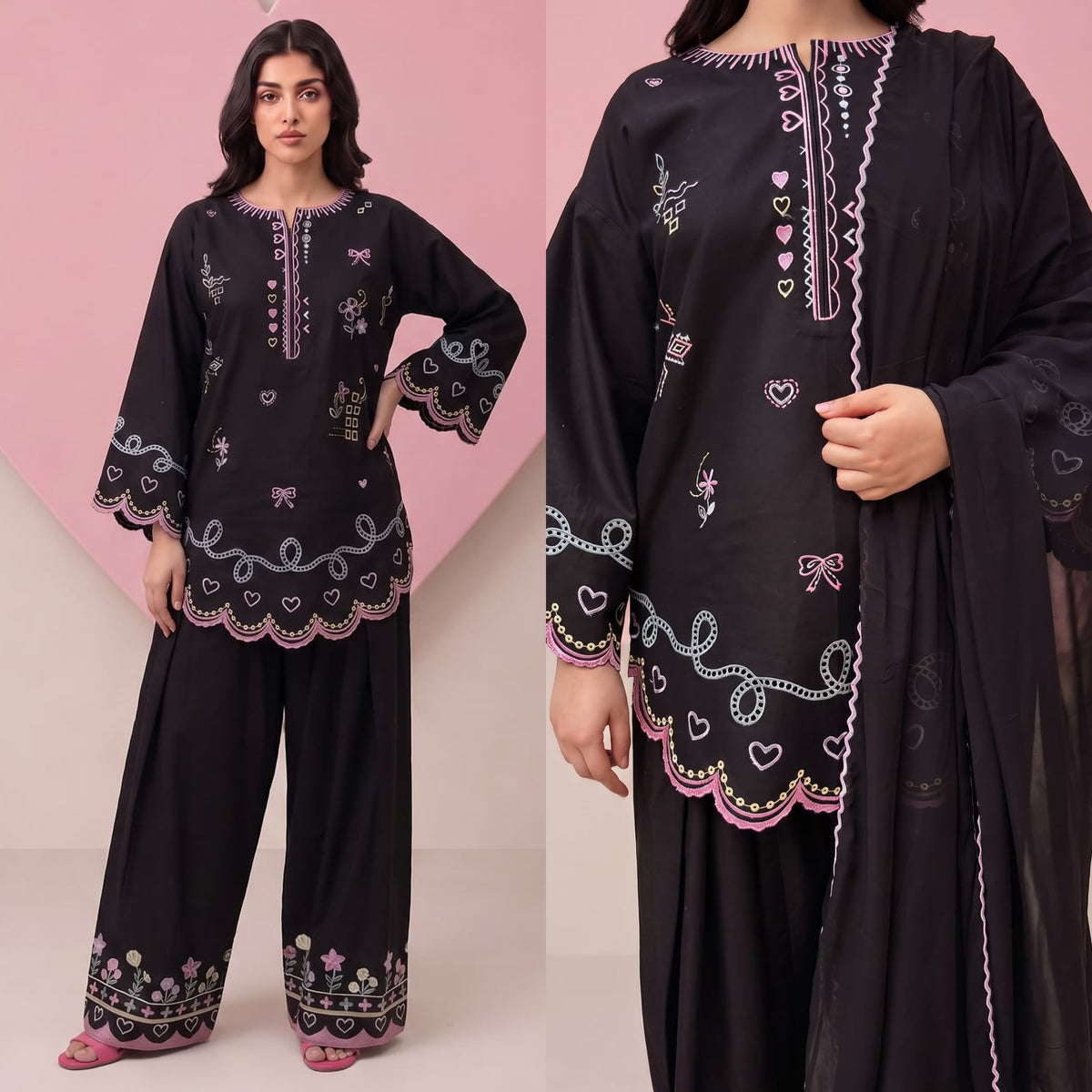 Women’s Roman Chanderi Silk Designer Farshi Salwar Suit Set