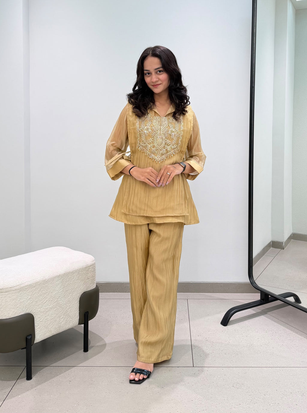 Women’s Mosko Designer Co-Ord Set with Embroidered Shrug
